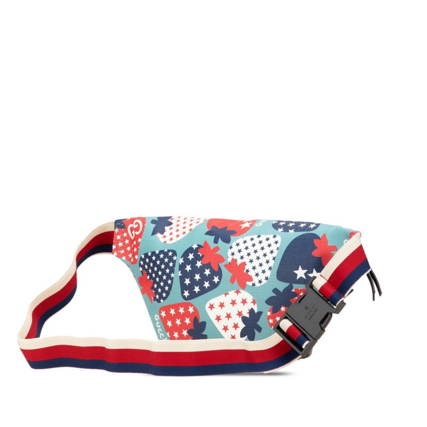 Gucci Strawberry Waist Bag/Body Bag in Blue Multicolor PVC Leather