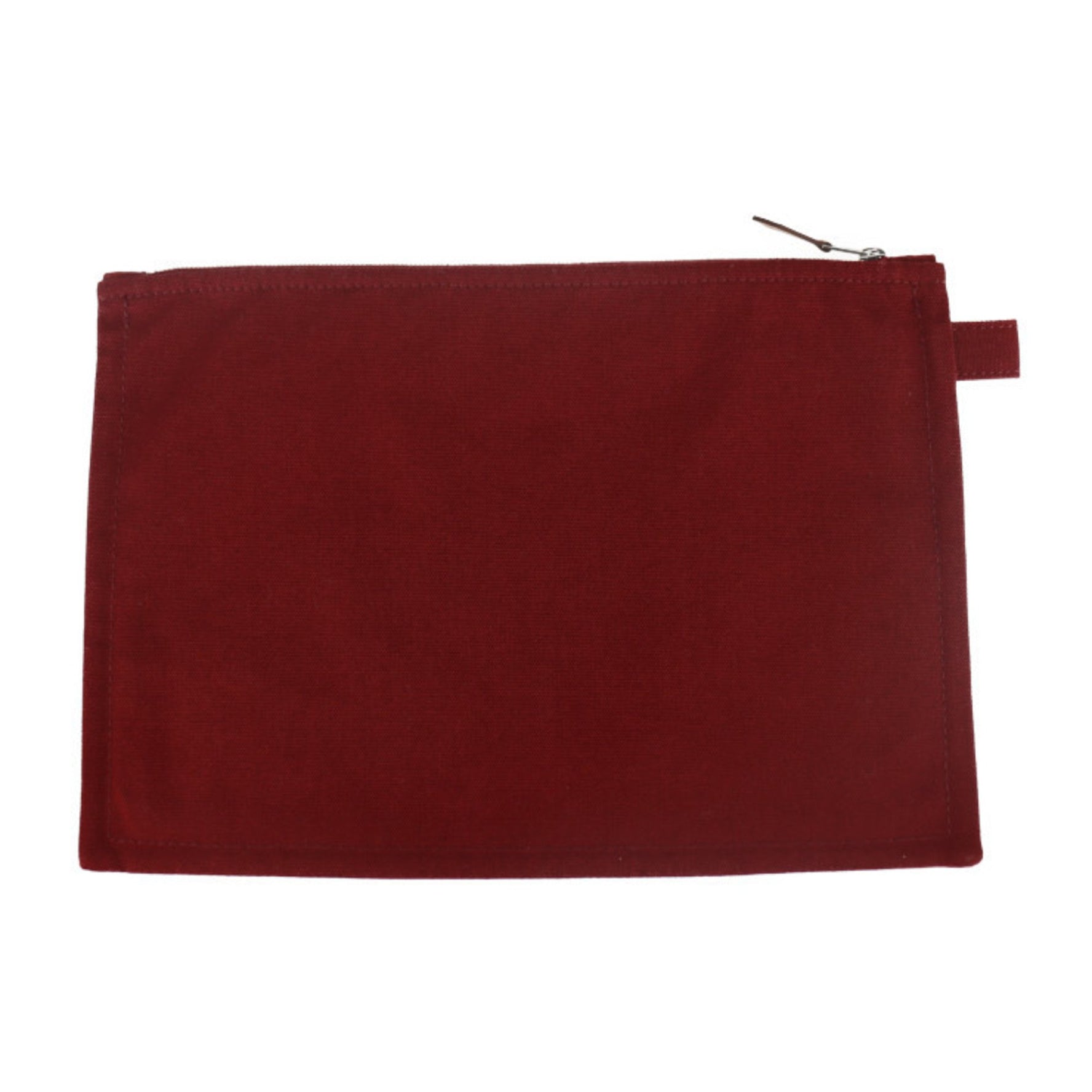 HERMES Bora Pouch MM Second Bag Cotton Canvas Leather Bordeaux Clutch Flat 2117063007273R1