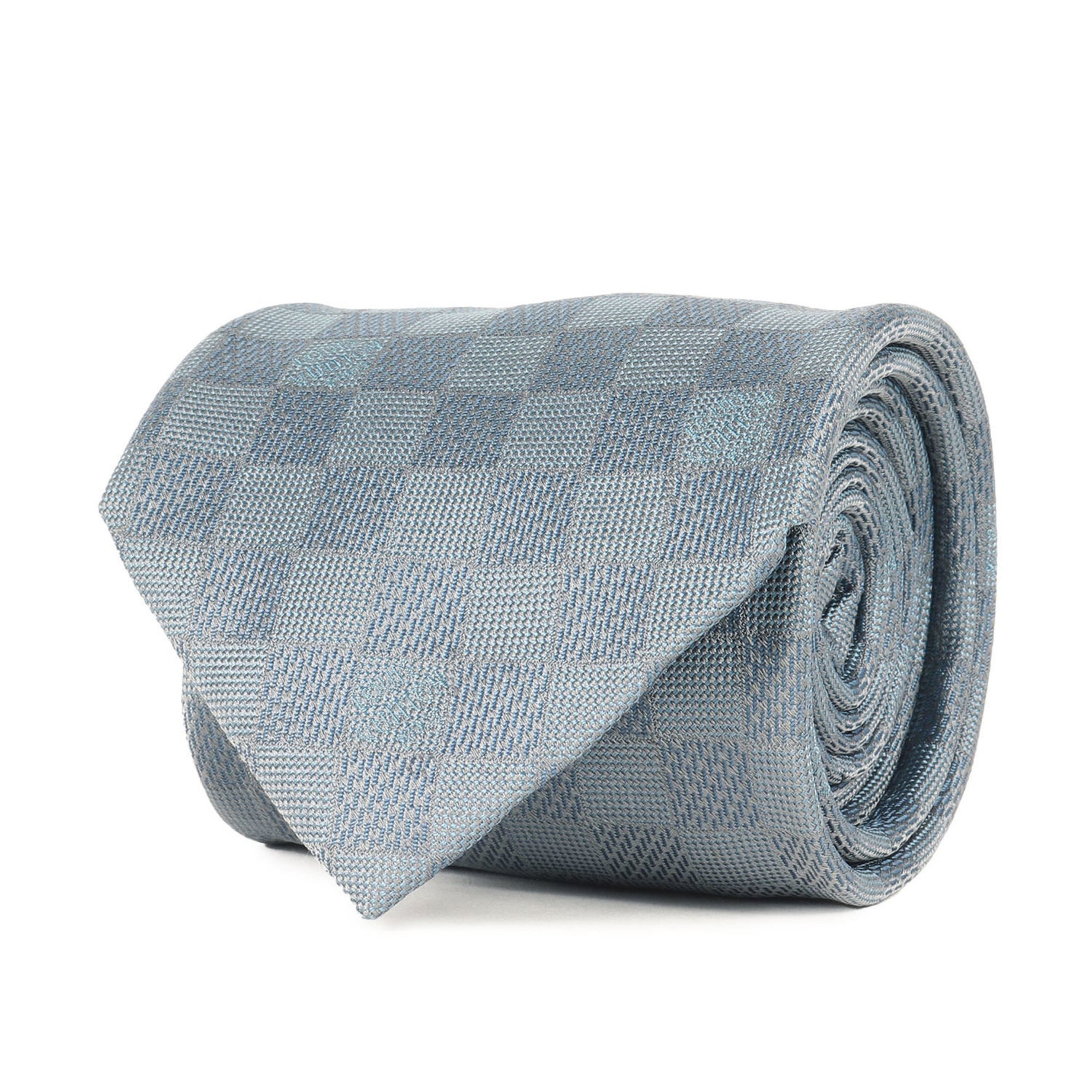 LOUIS VUITTON Damier Silk Cravate Tie in Light Blue