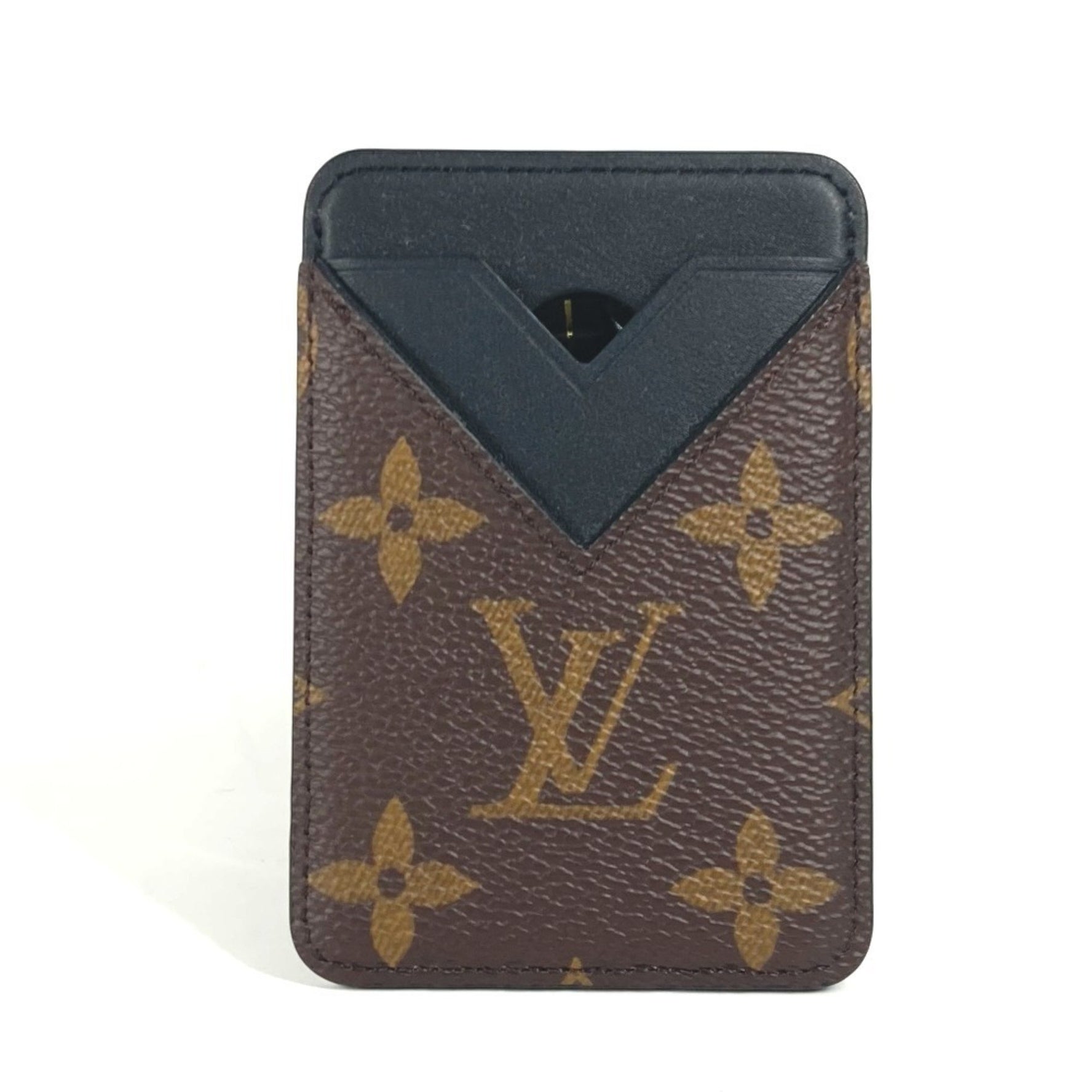 Louis Vuitton Monogram Macassar Porto Carte Magnet Business Card Holder Pass Case Holder/Card Canvas Men's Brown Like New