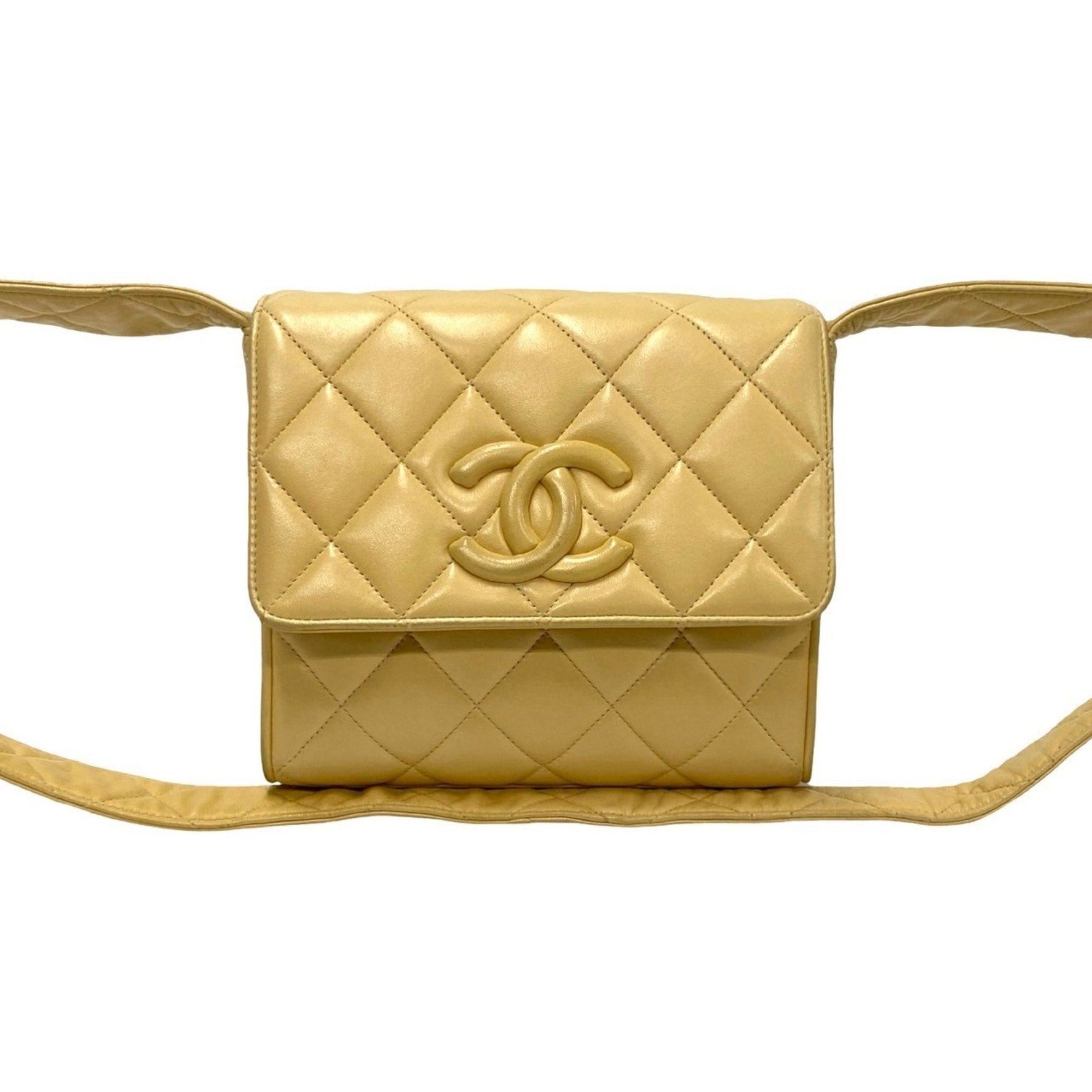 CHANEL Matelasse Coco Mark Lambskin Genuine Leather Shoulder Bag Pochette