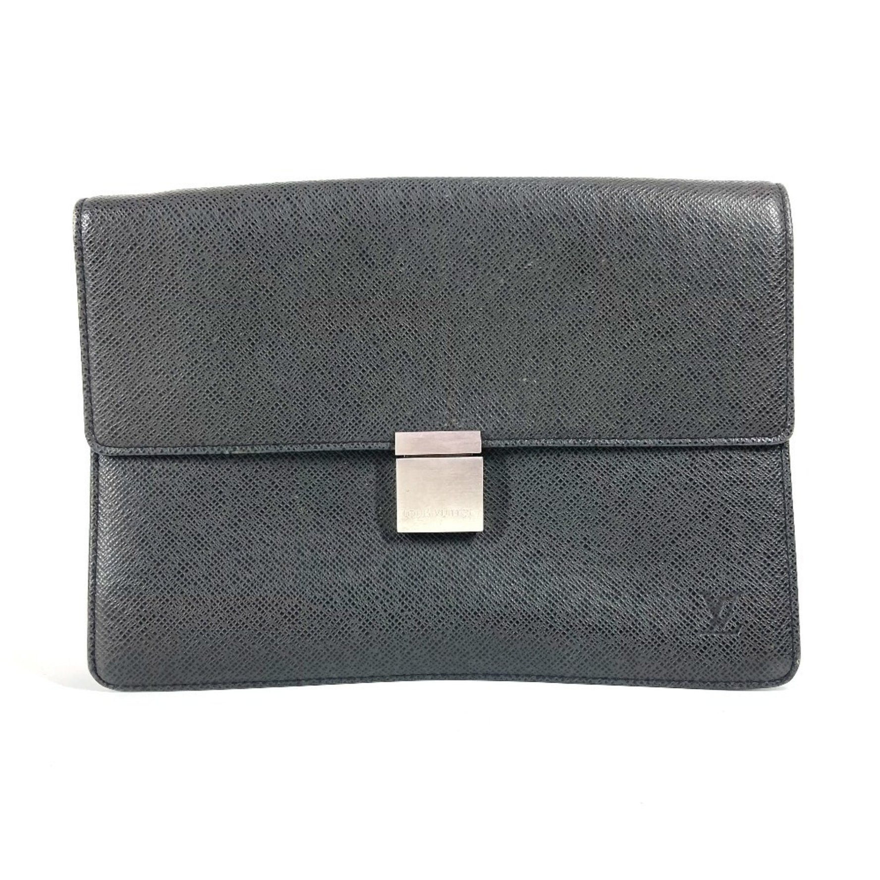 Louis Vuitton Taiga Selenga Bag Clutch with Strap Second Leather Men's Ardoise Black