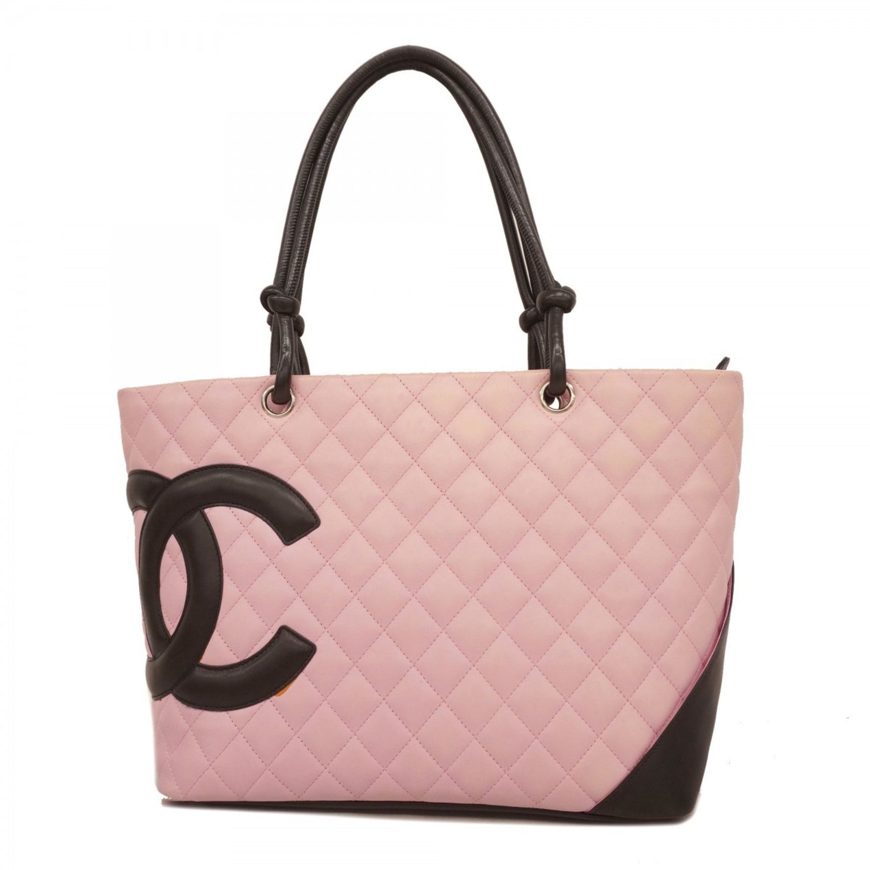Chanel Cambon Tote Bag, Lambskin, Pink, Black