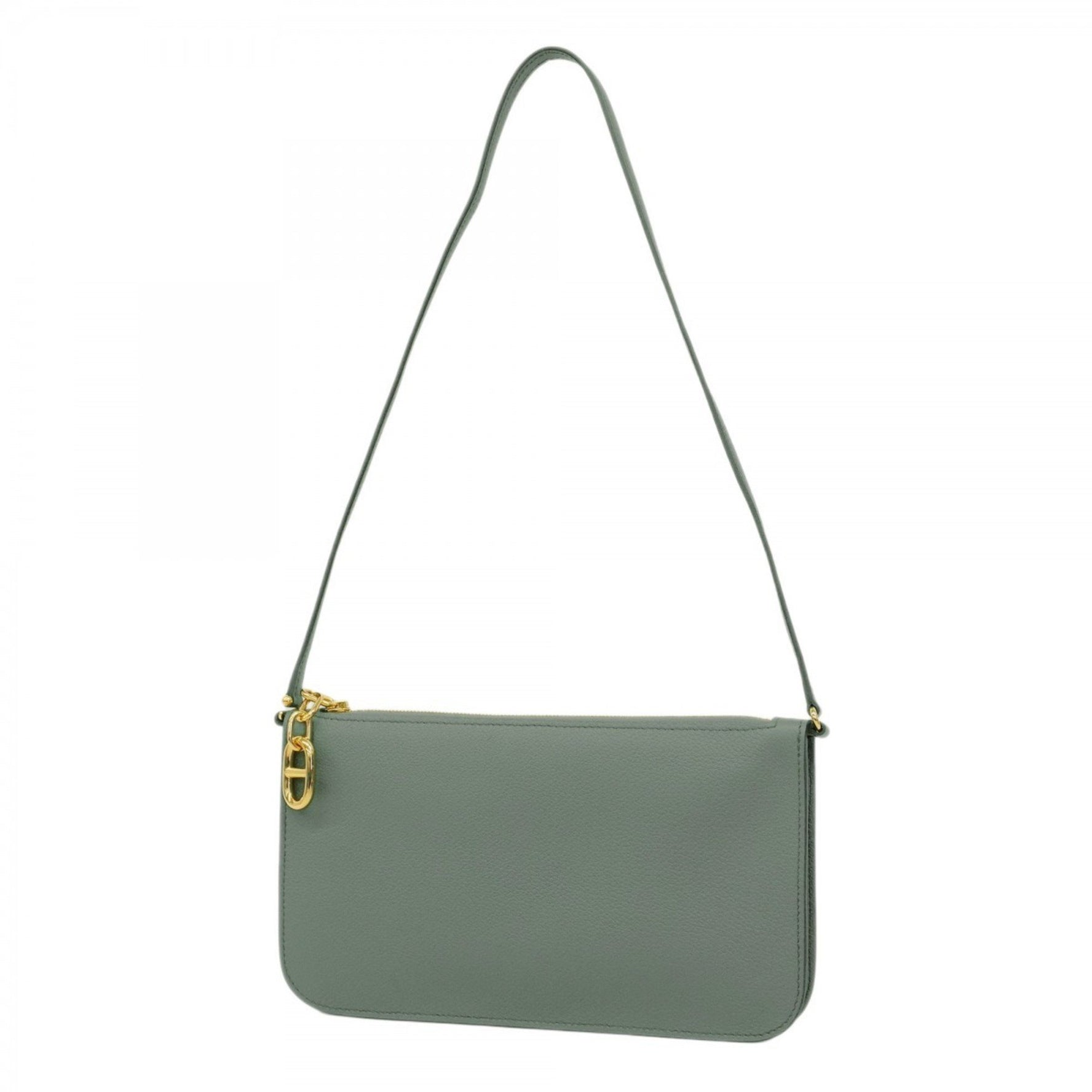 Hermes Hermès Zip Ango To-Go Pouch, Chaine d'Ancre, Evercolor Vert Amande, K Stamp