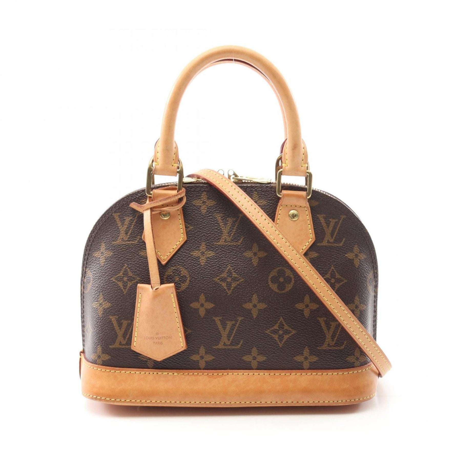 Louis Vuitton Alma BB Handbag, Coated Canvas and Leather, Monogram, Brown