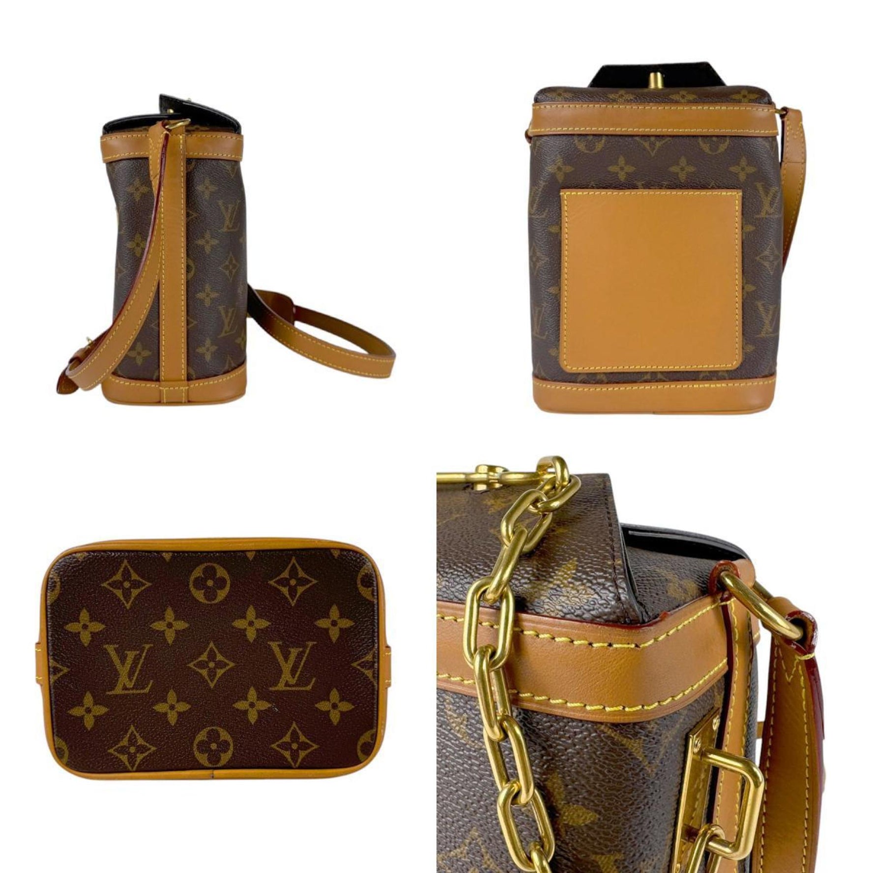 Louis Vuitton LOUIS VUITTON Shoulder Bag Monogram Milk Box Canvas Brown Gold Women's M44877 z3336