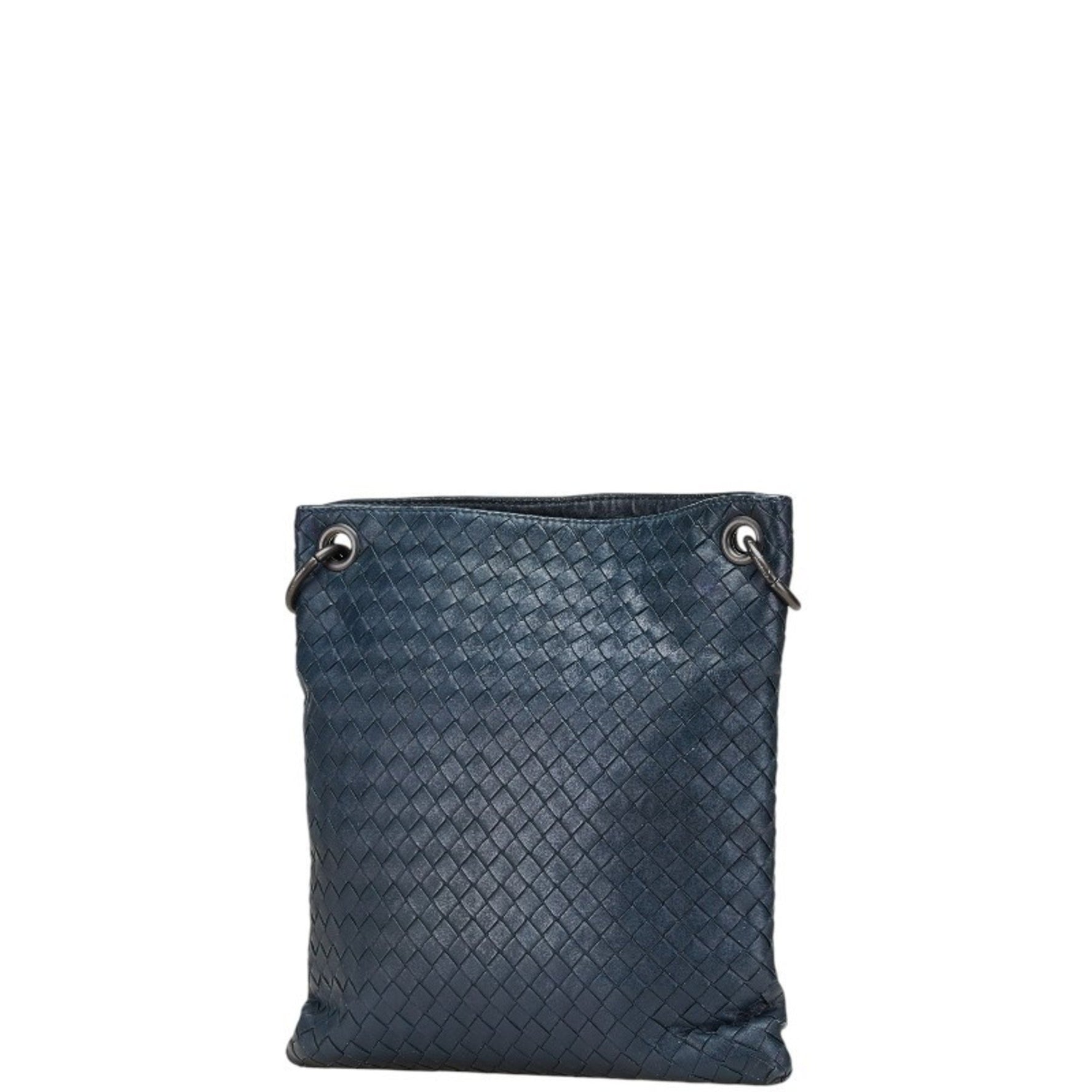 Bottega Veneta Intrecciato Shoulder Bag in Navy and Black Leather