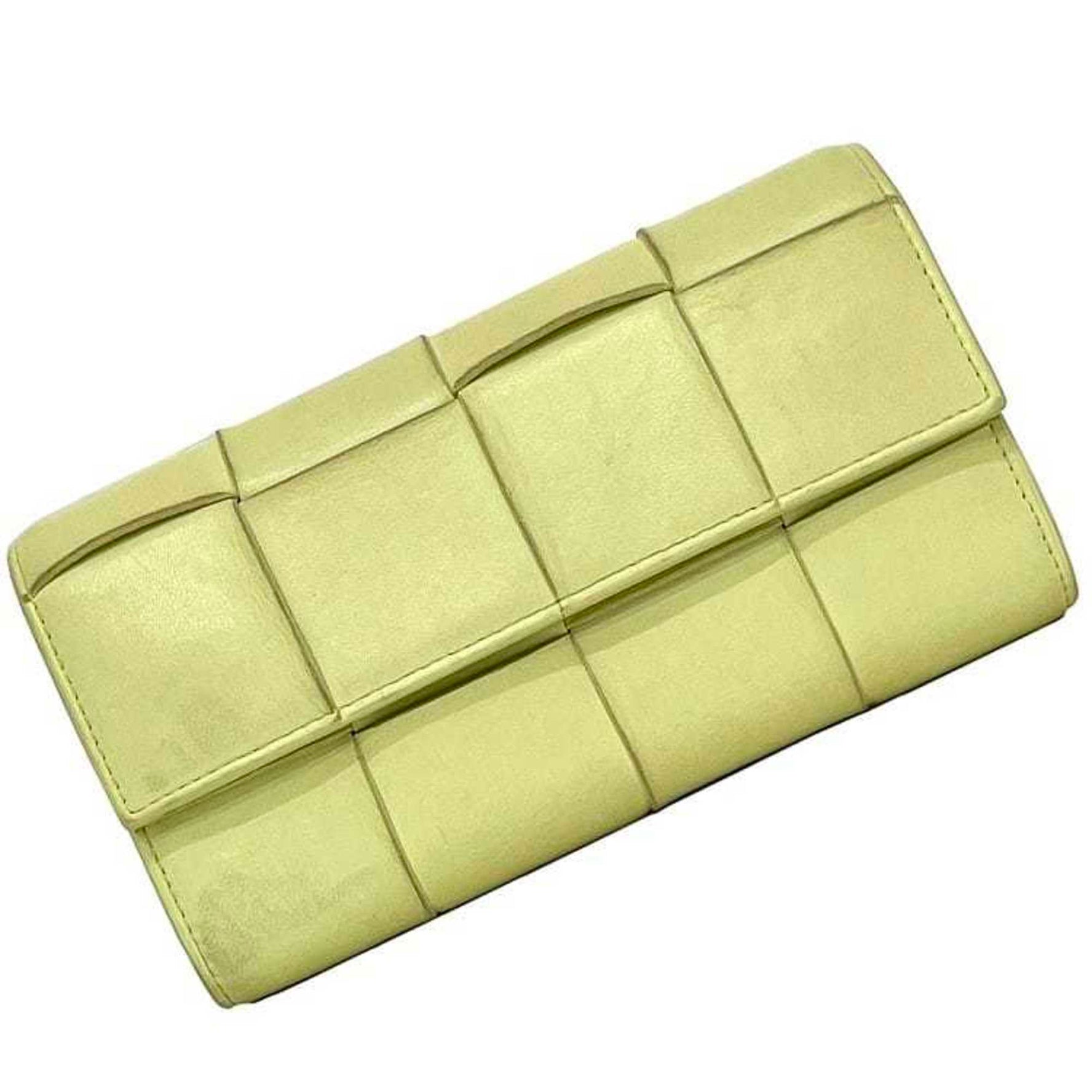 Bottega Veneta Bi-fold Long Wallet Light Cassette Leather BOTTEGA VENETA Flap Pastel Colors Men's