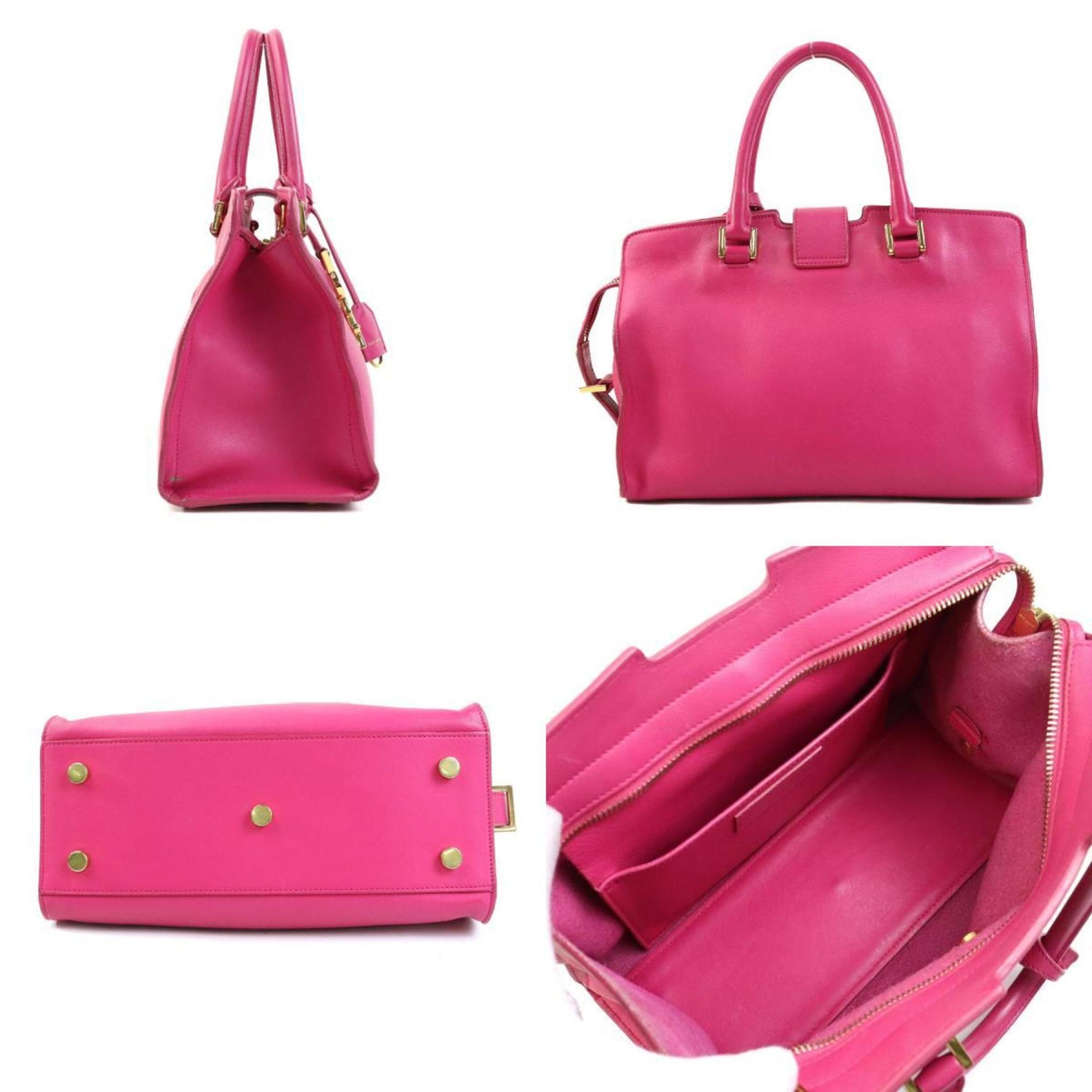 Saint Laurent SAINT LAURENT handbag shoulder bag Baby Cabas leather pink gold women's h31216a