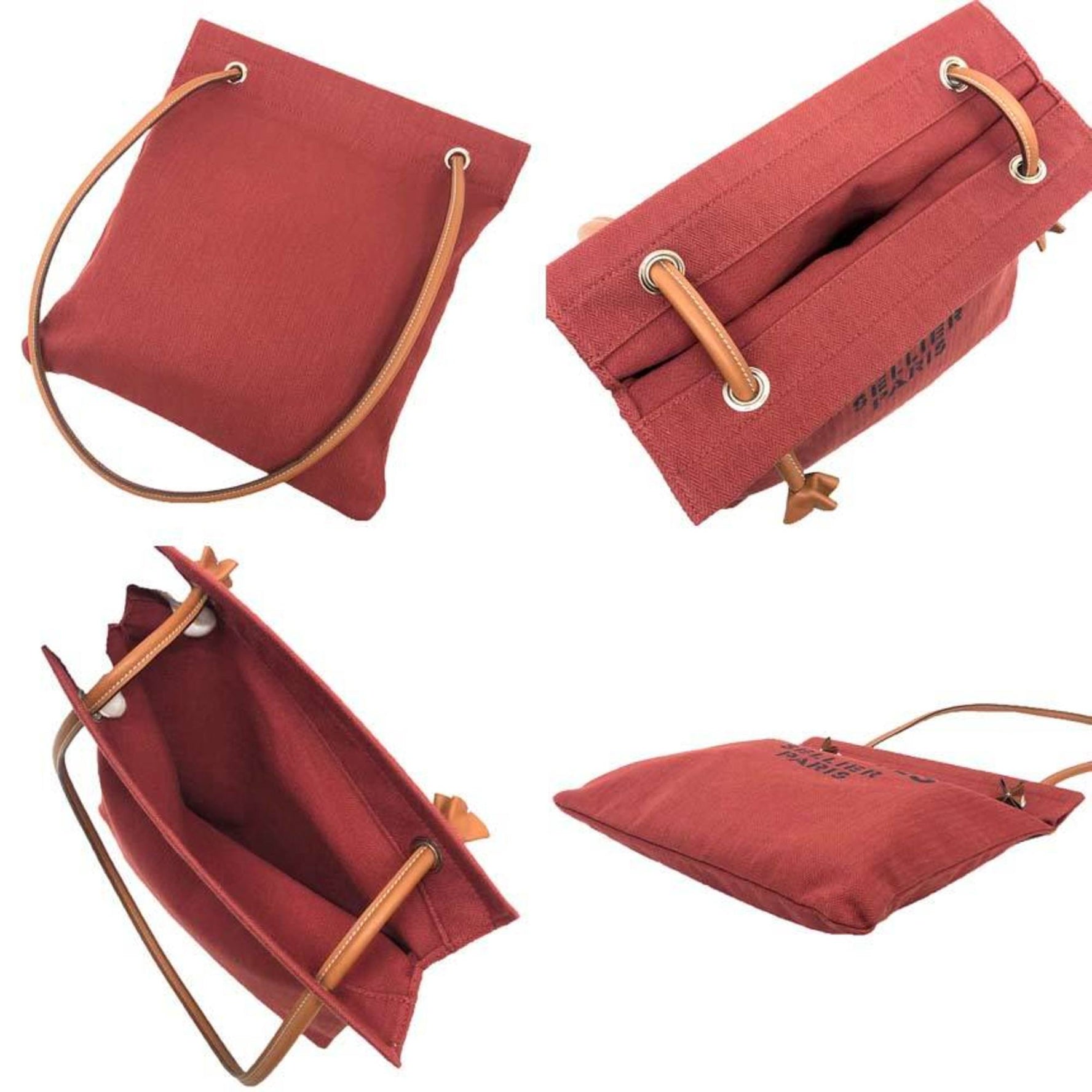 HERMES Sac Aline MM Shoulder Bag, Y Stamp, Toile Chevron Canvas, Red, Hermès