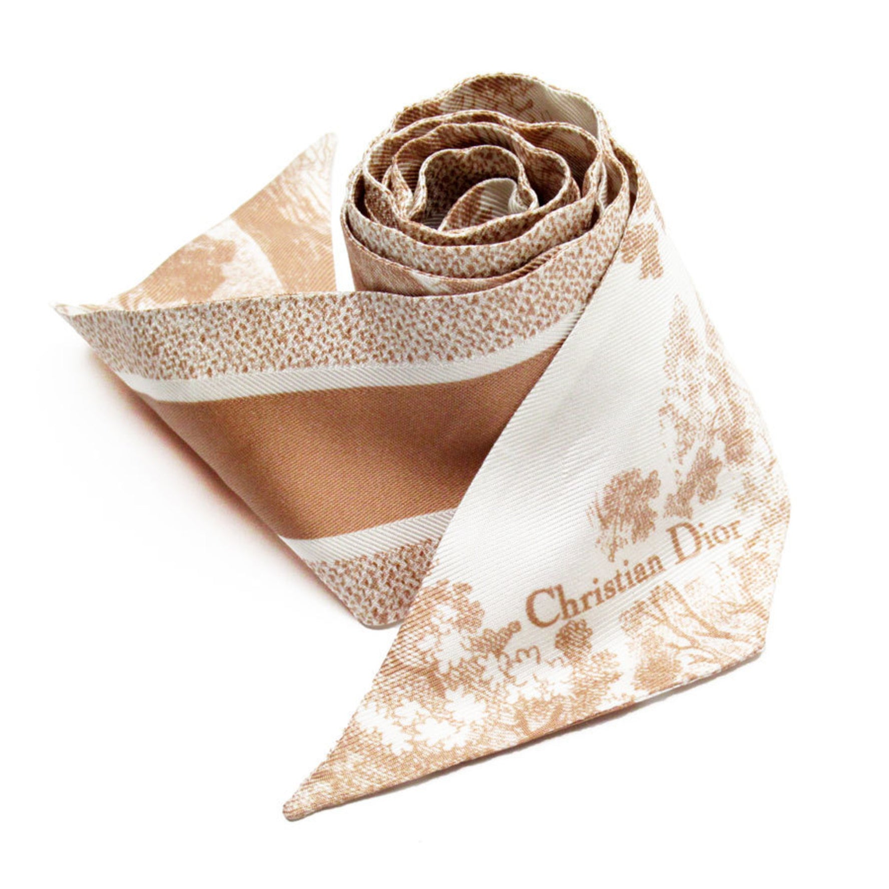 Christian Dior Scarf/Muffler Ribbon Silk Light Brown