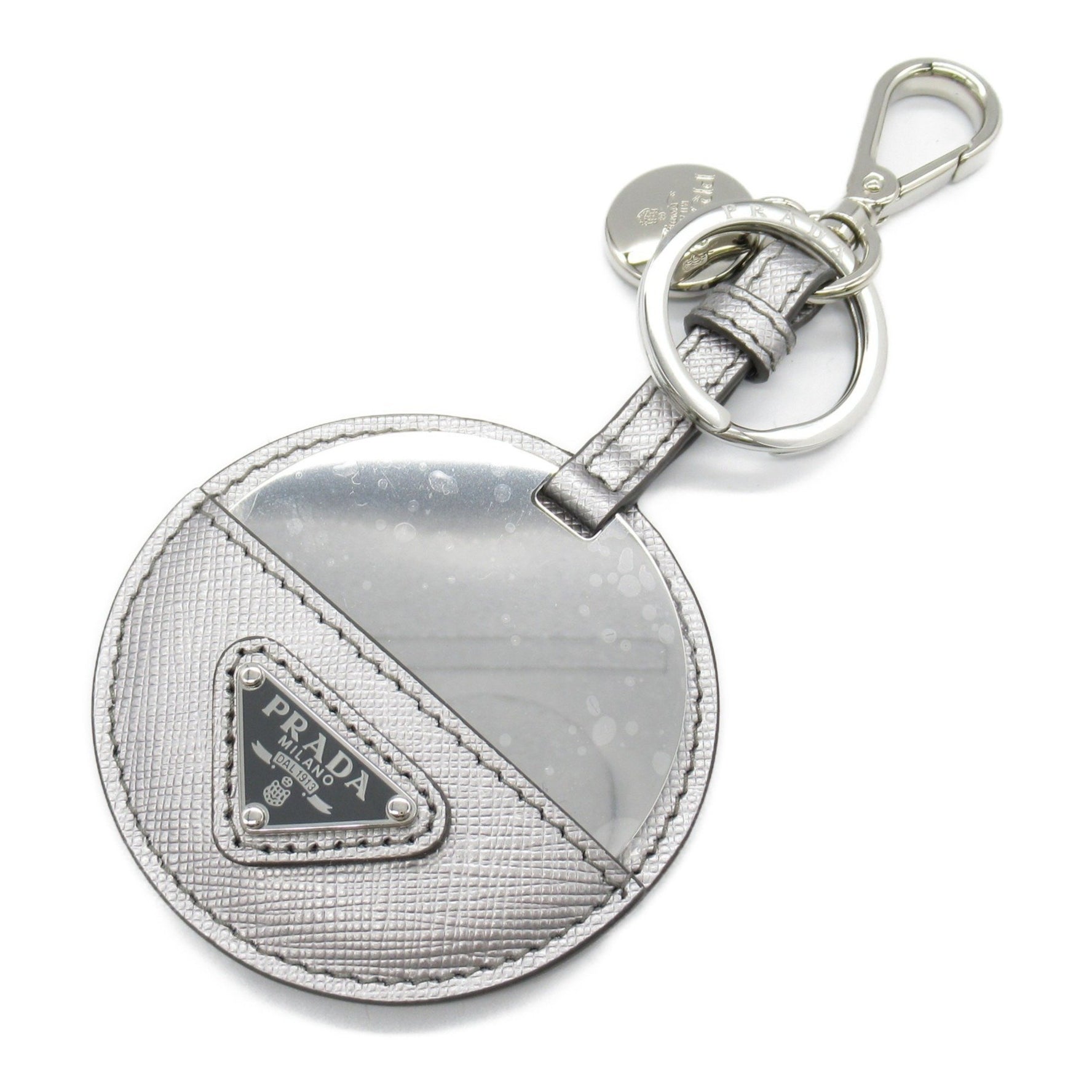 PRADA Key Ring, Saffiano Leather, Plated