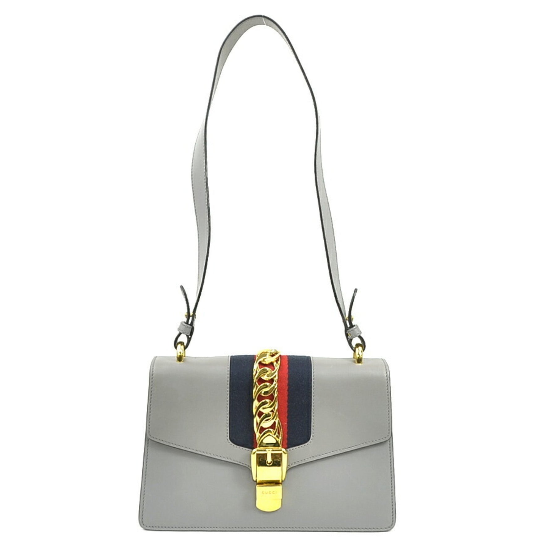 Gucci Sylvie Small Shoulder Bag in Grey Leather