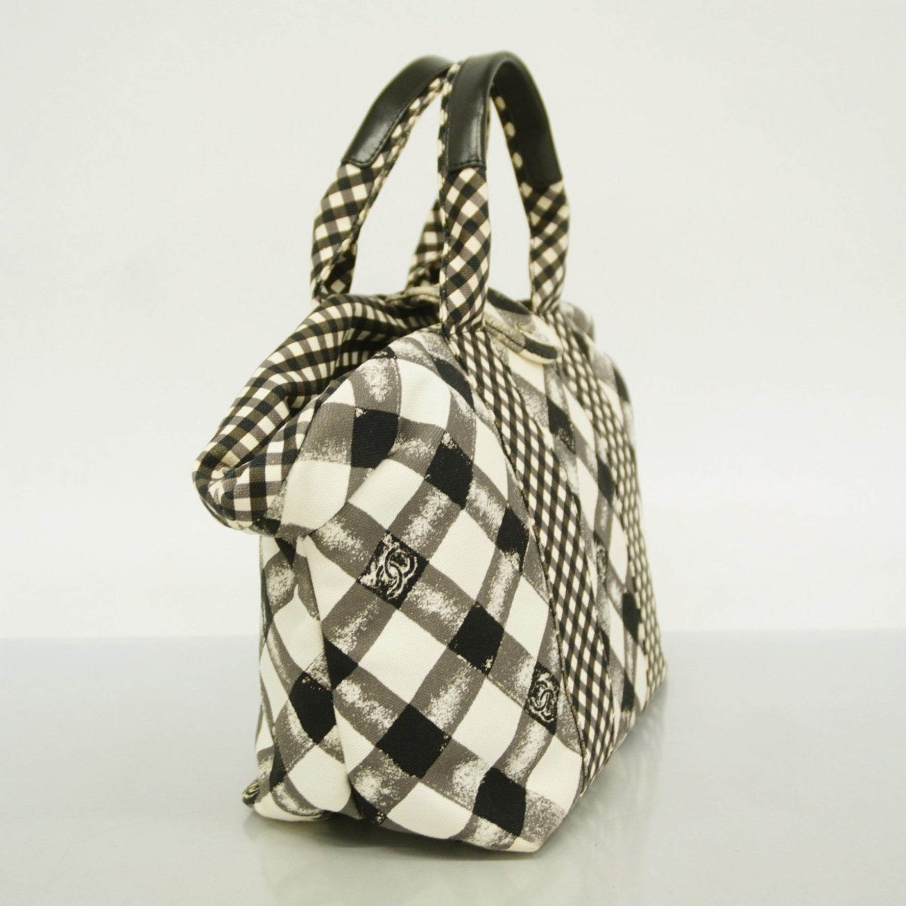Chanel Cruise Line Canvas Handbag Black White Women's