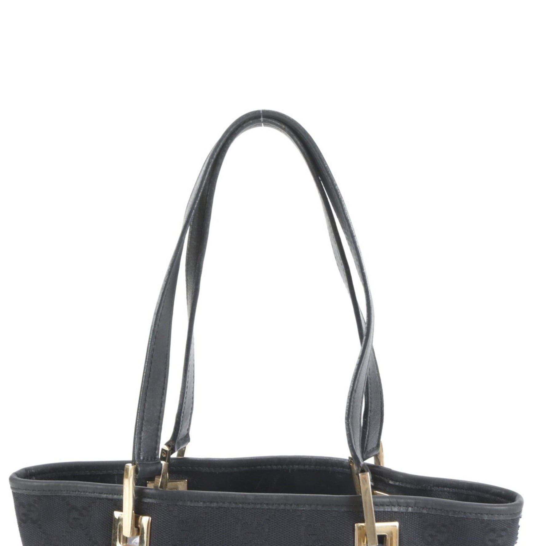 Gucci GG Canvas Leather Tote Bag, Shoulder 002 1099, Handbag, Gold Hardware