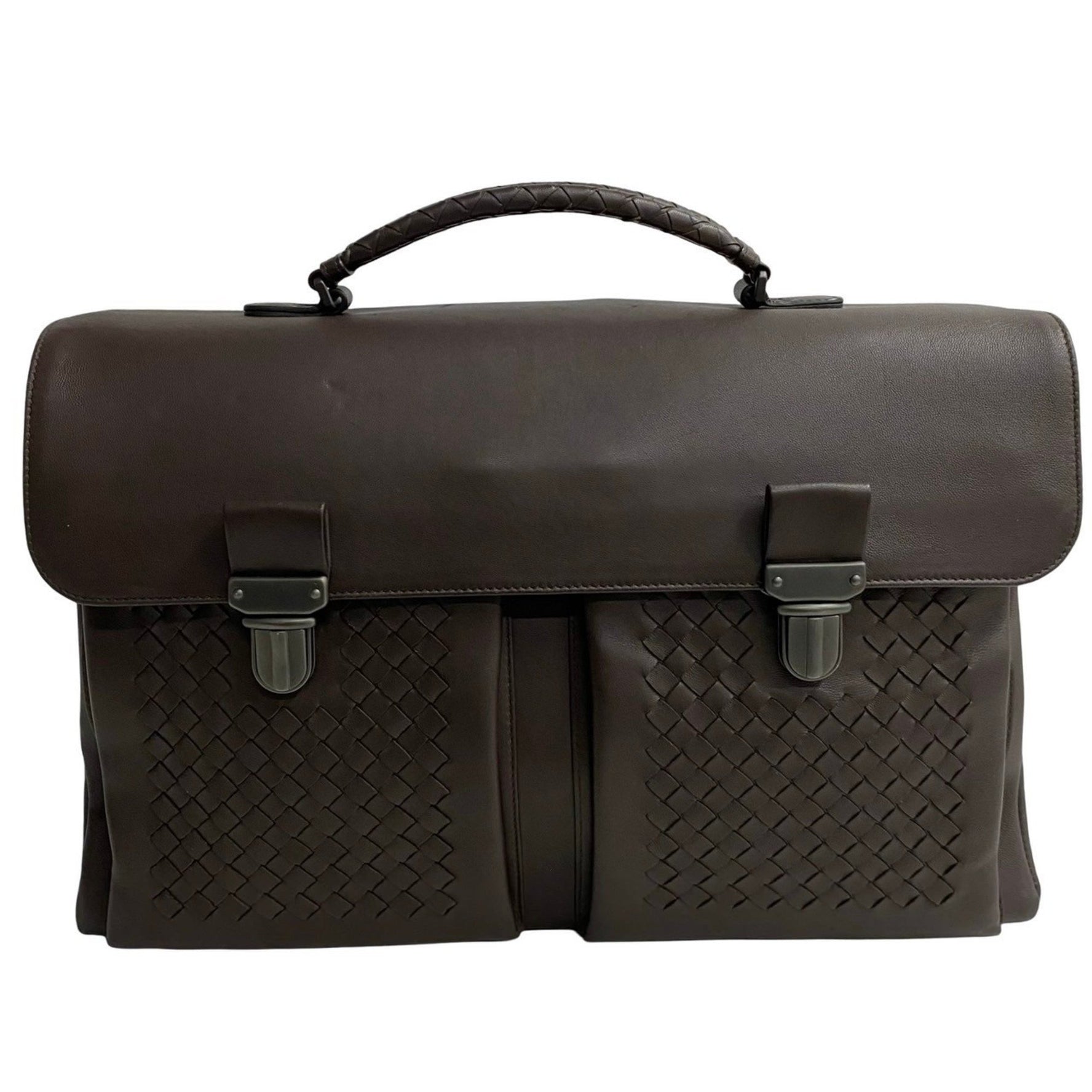 BOTTEGA VENETA Intrecciato Leather Business Bag, Handbag, 447-2