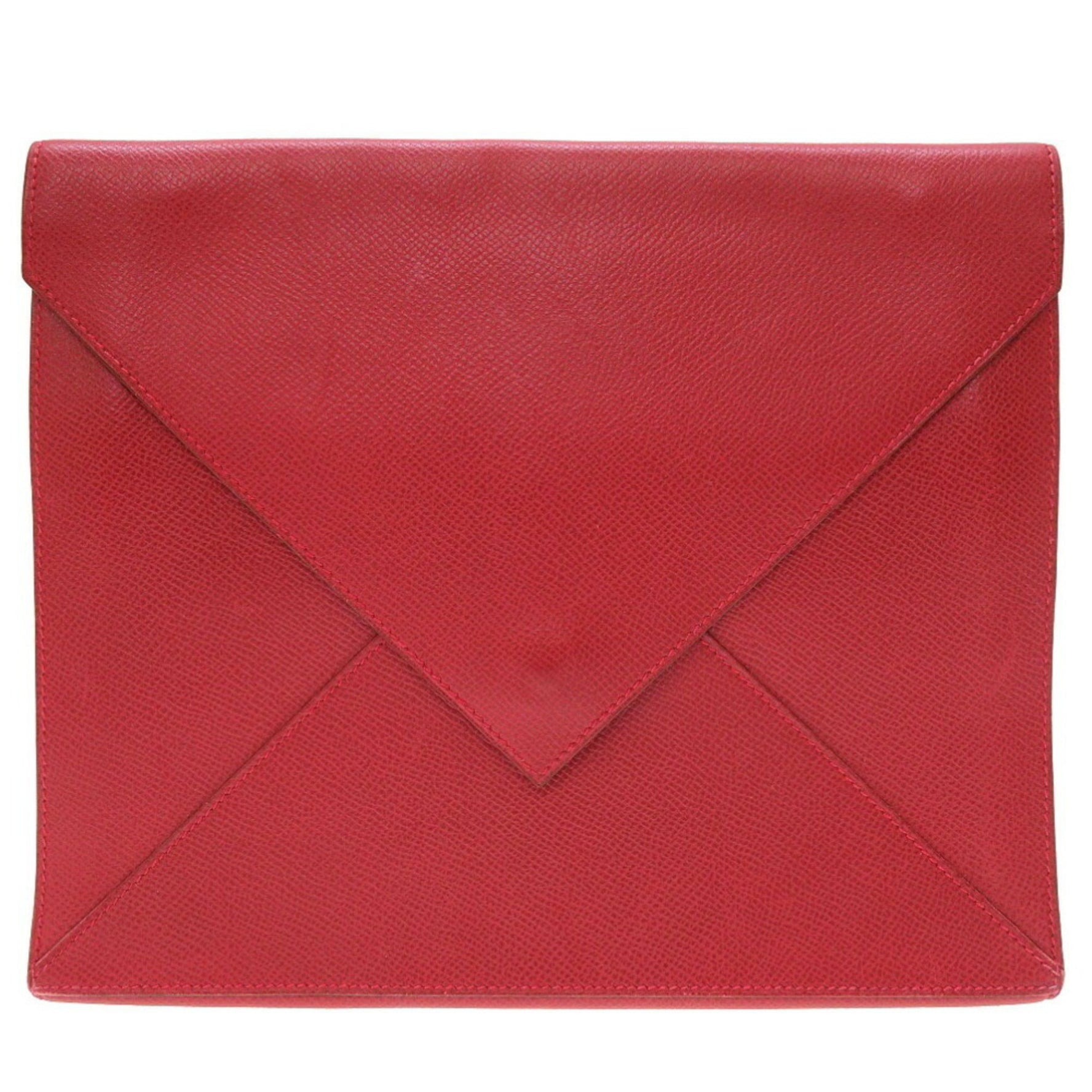 Hermes Couchevel Red 〇Z Engraved Clutch Bag 0225 Second Cup