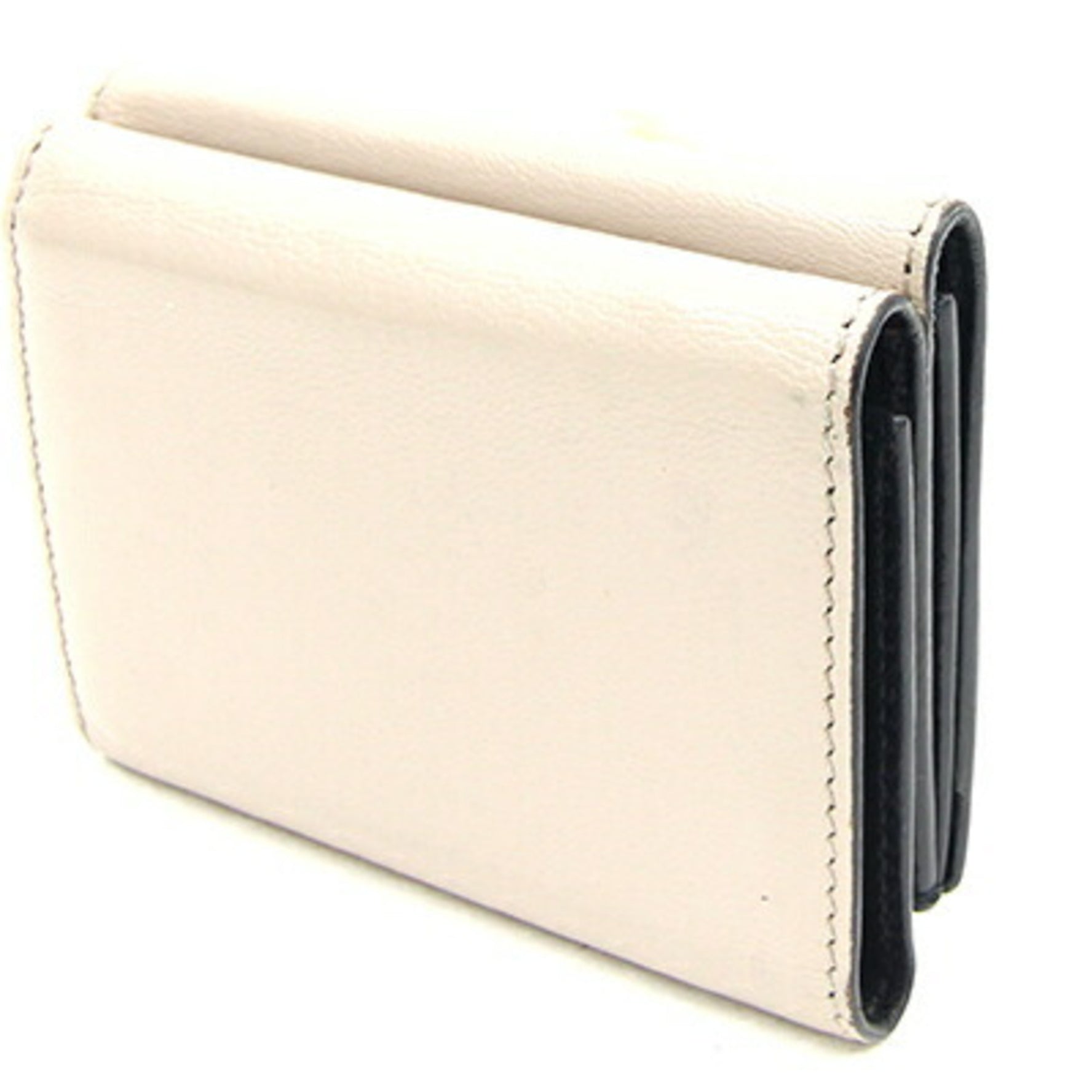 Givenchy Tri-fold Wallet Edge Beige Black Leather Compact Bicolor