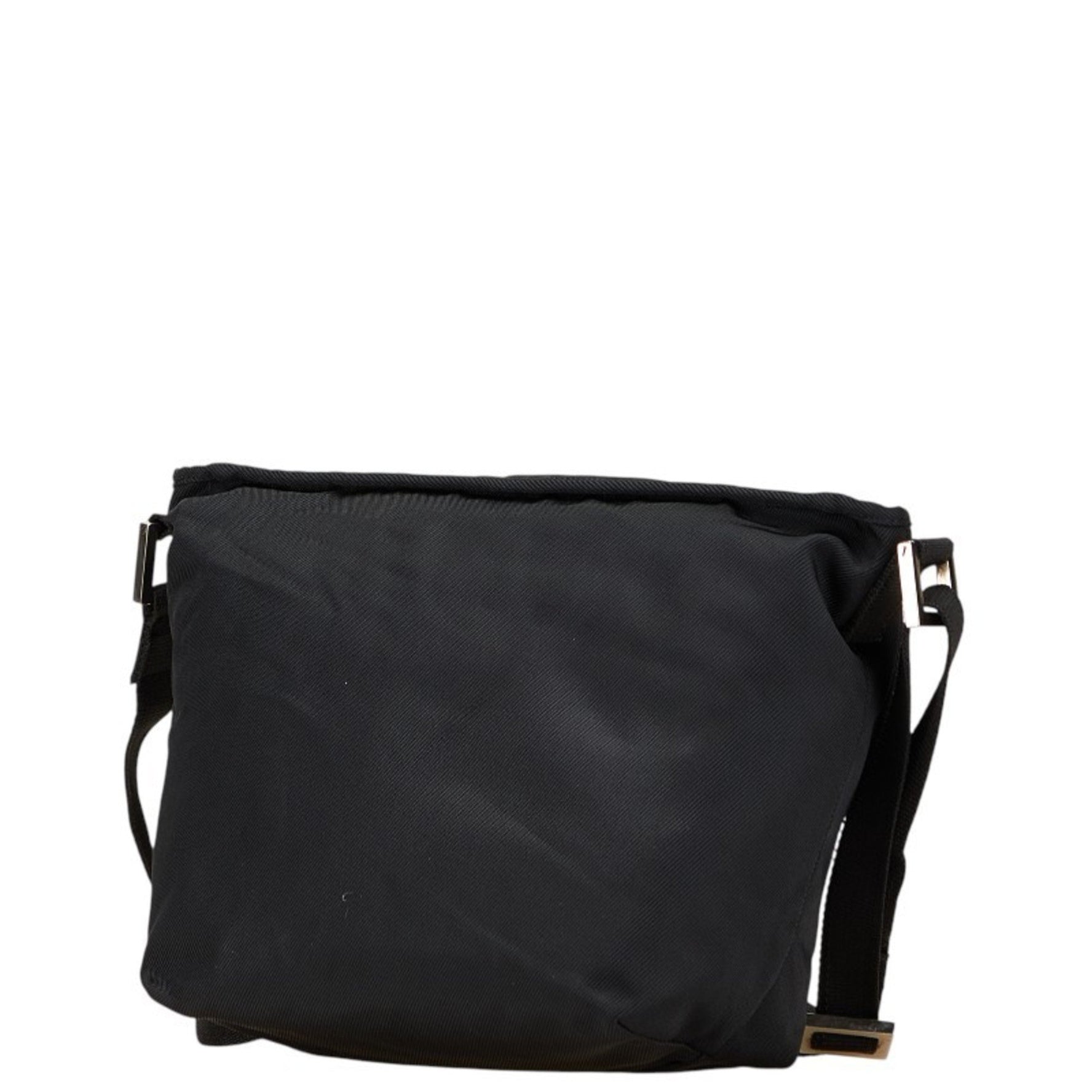 Fendi logo plate shoulder bag in and silver nylon .