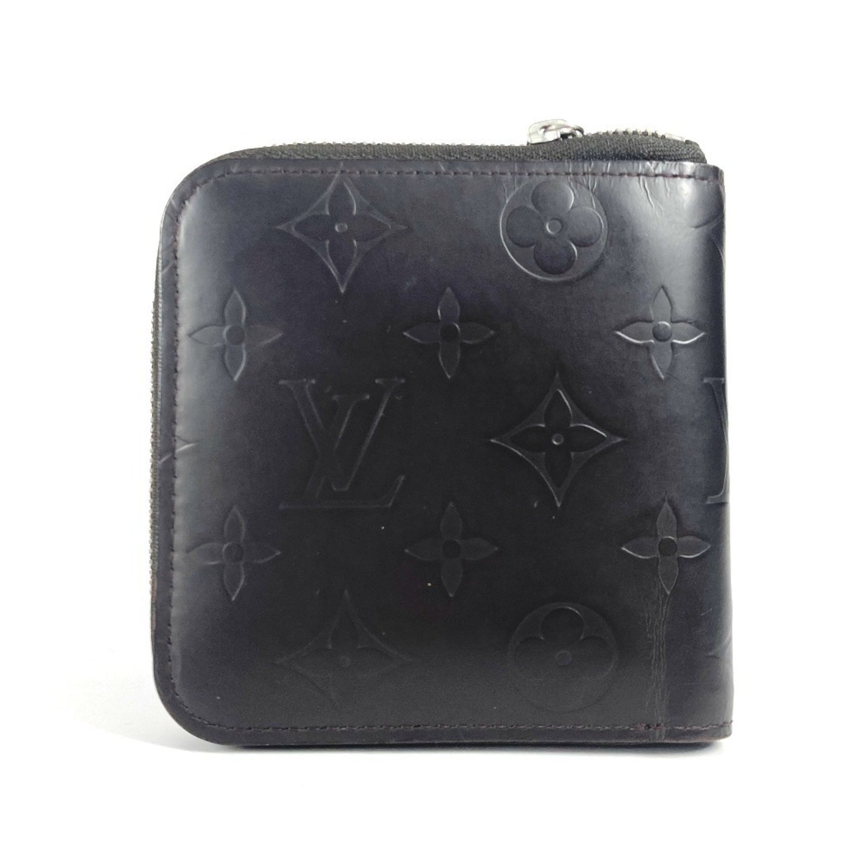 Louis Vuitton Monogram Glace Porte-Bie-Monnaie Zip Compact Wallet Round Zipper Bi-fold Leather Men's