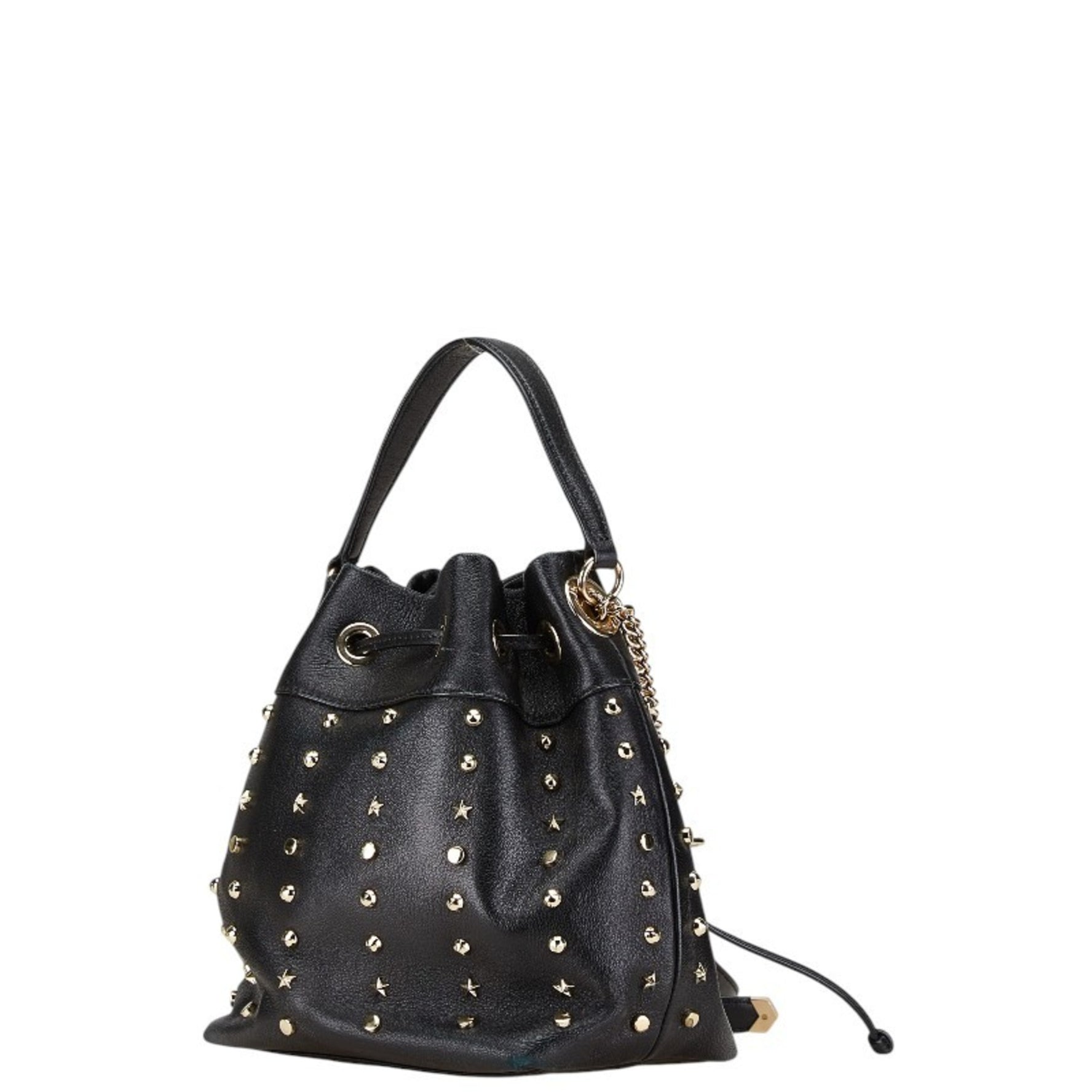 Jimmy Choo BON BUCKET S Studded Shoulder Bag Handbag Leather