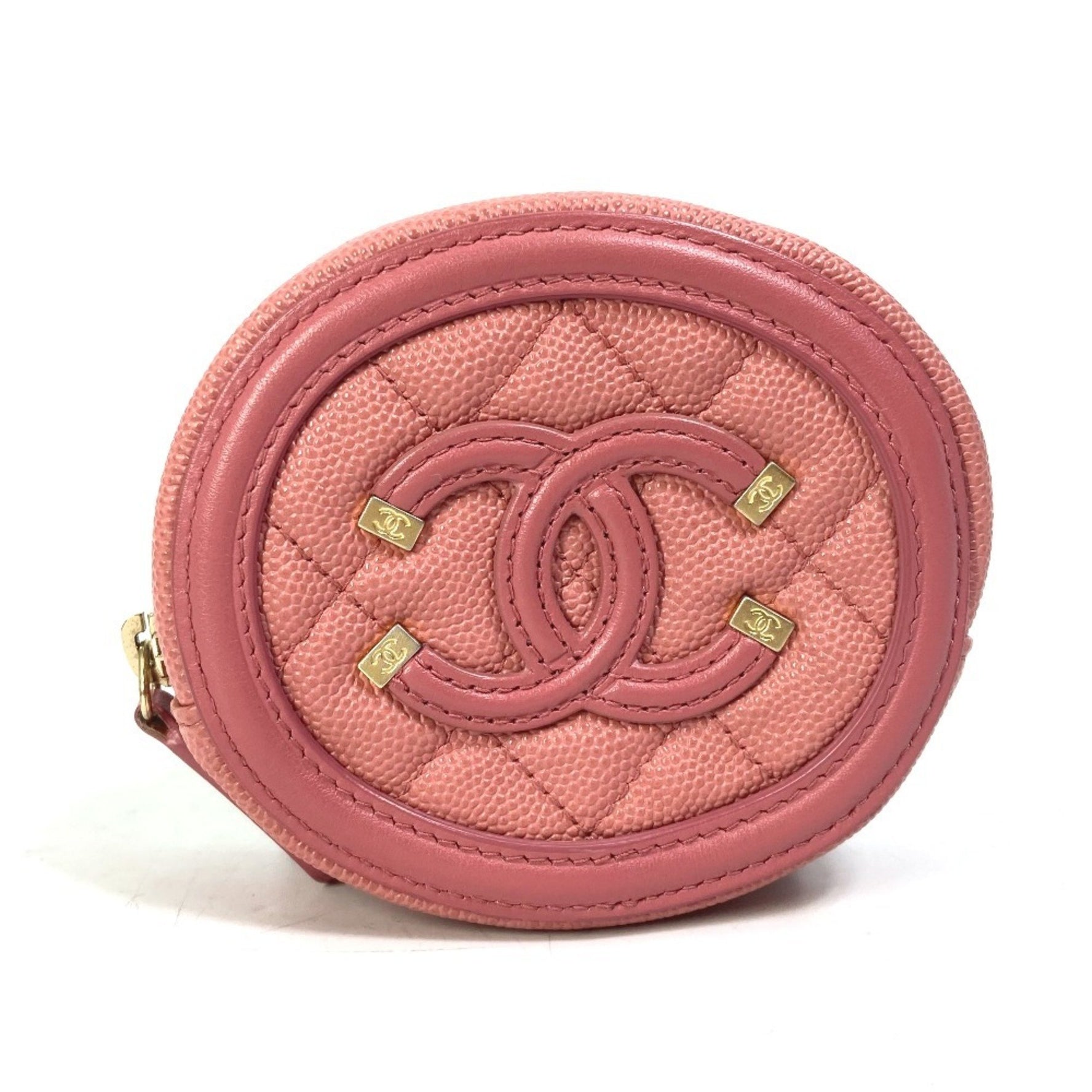 CHANEL Round Filigree Wallet with Coco Mark and Coin Case in Caviar Leather