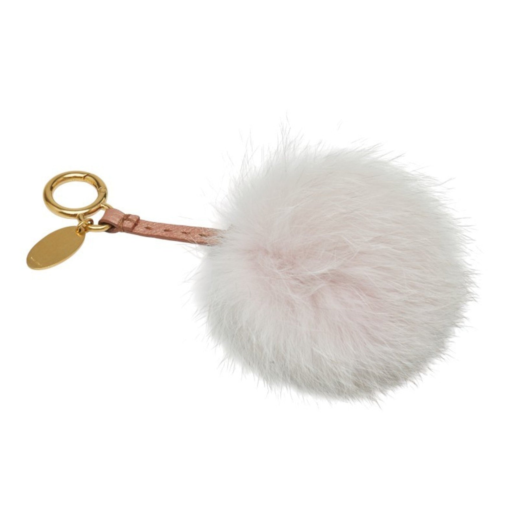 Fendi Pom Charm Bag Keychain Light Pink Fur Leather
