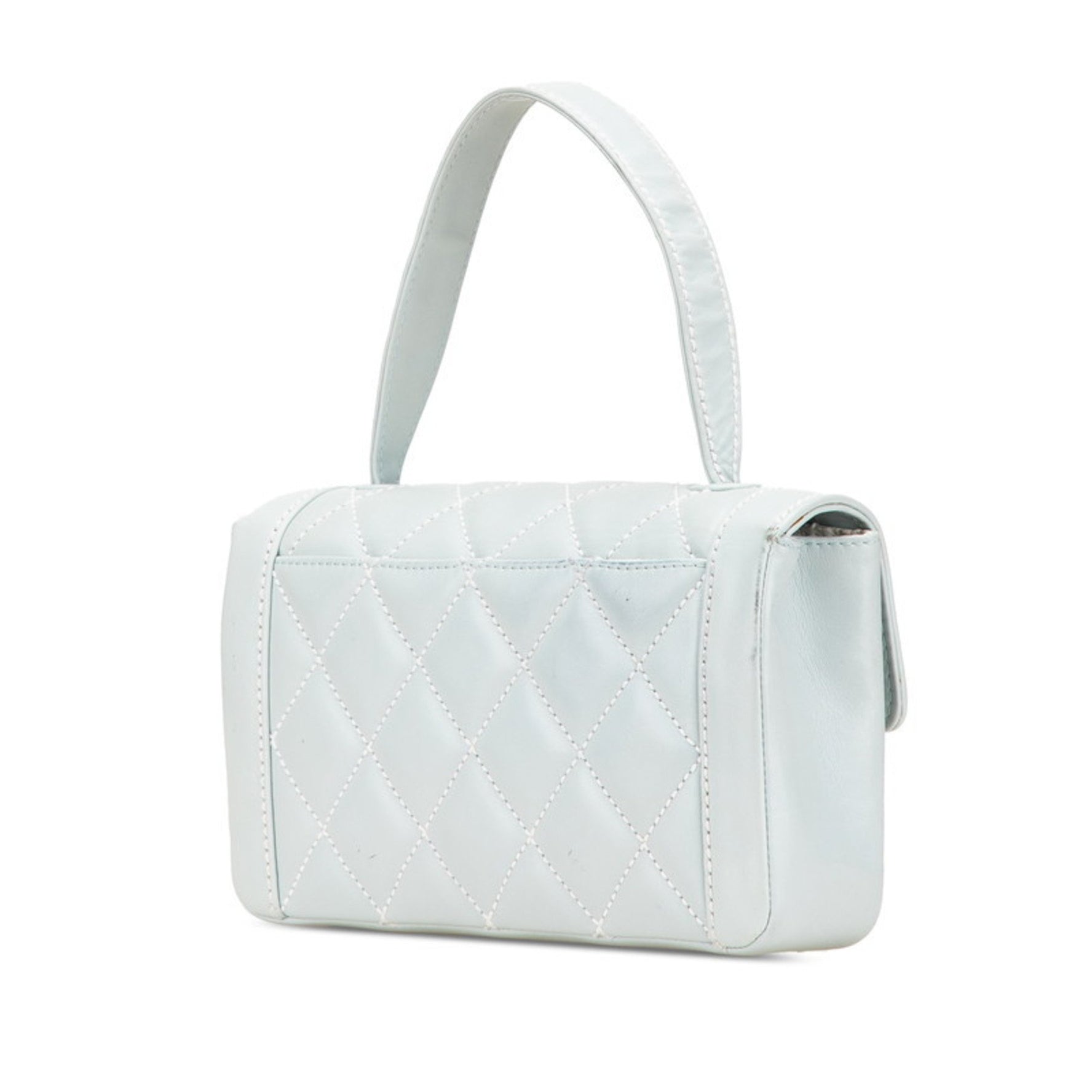 CHANEL Coco Mark Wild Stitch Handbag in Light Blue Lambskin