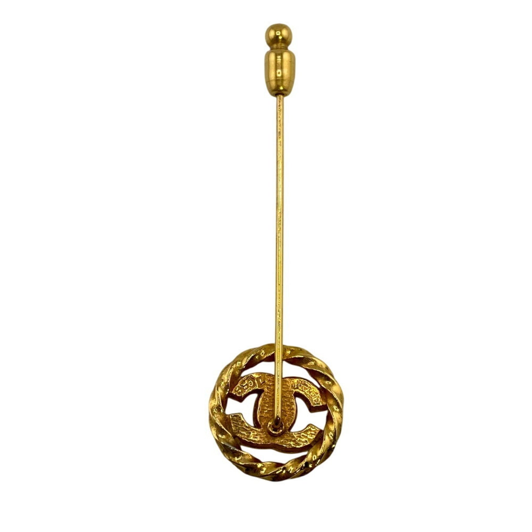 CHANEL Coco Mark Pin Brooch 1058 Gold Unisex