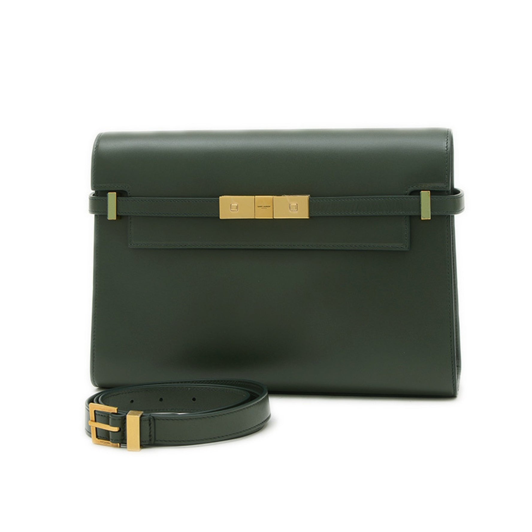 Saint Laurent Paris Manhattan Box 2WAY Bag Handbag Green BP