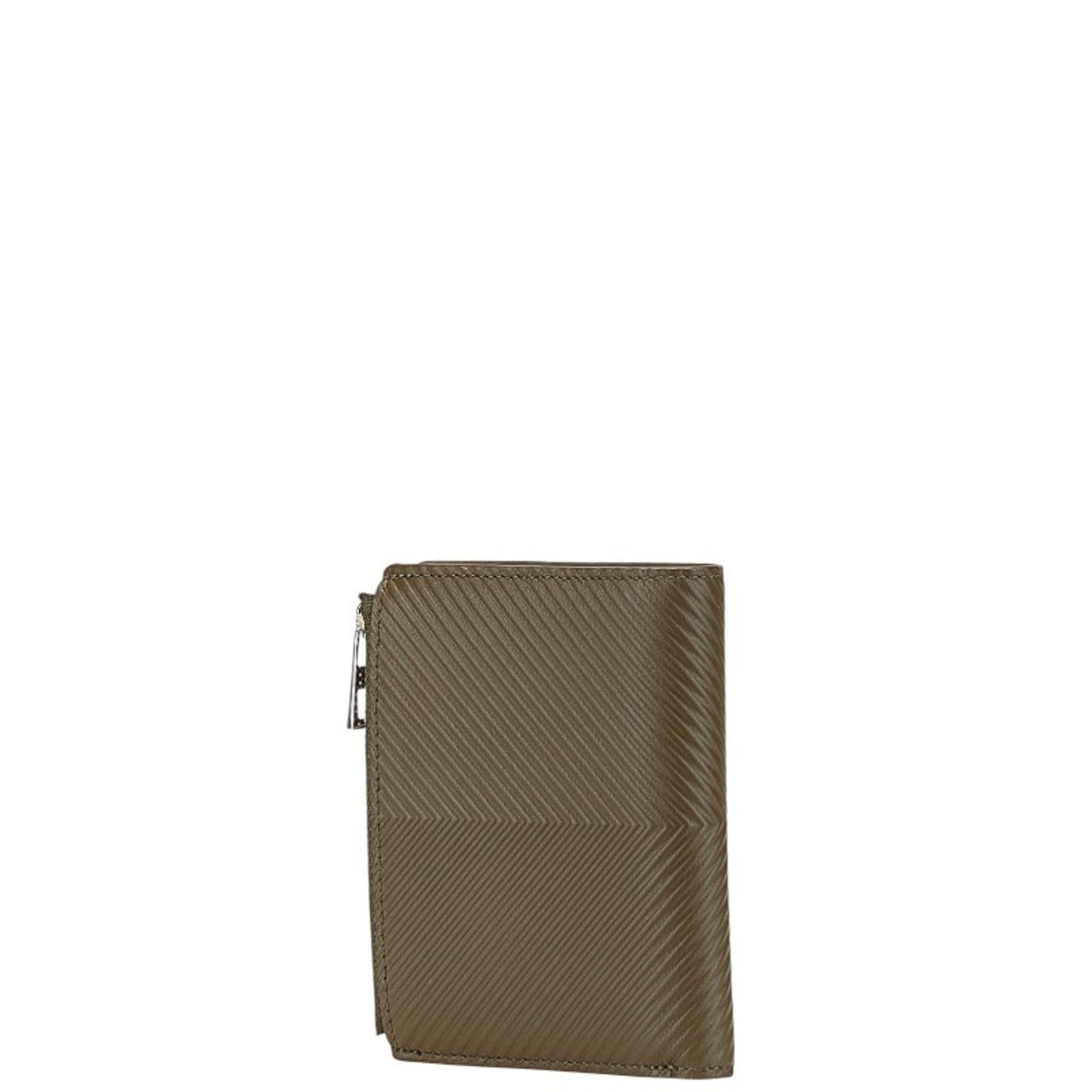 LOEWE Slim Compact Bi-fold Wallet Khaki Green Classic Calfskin
