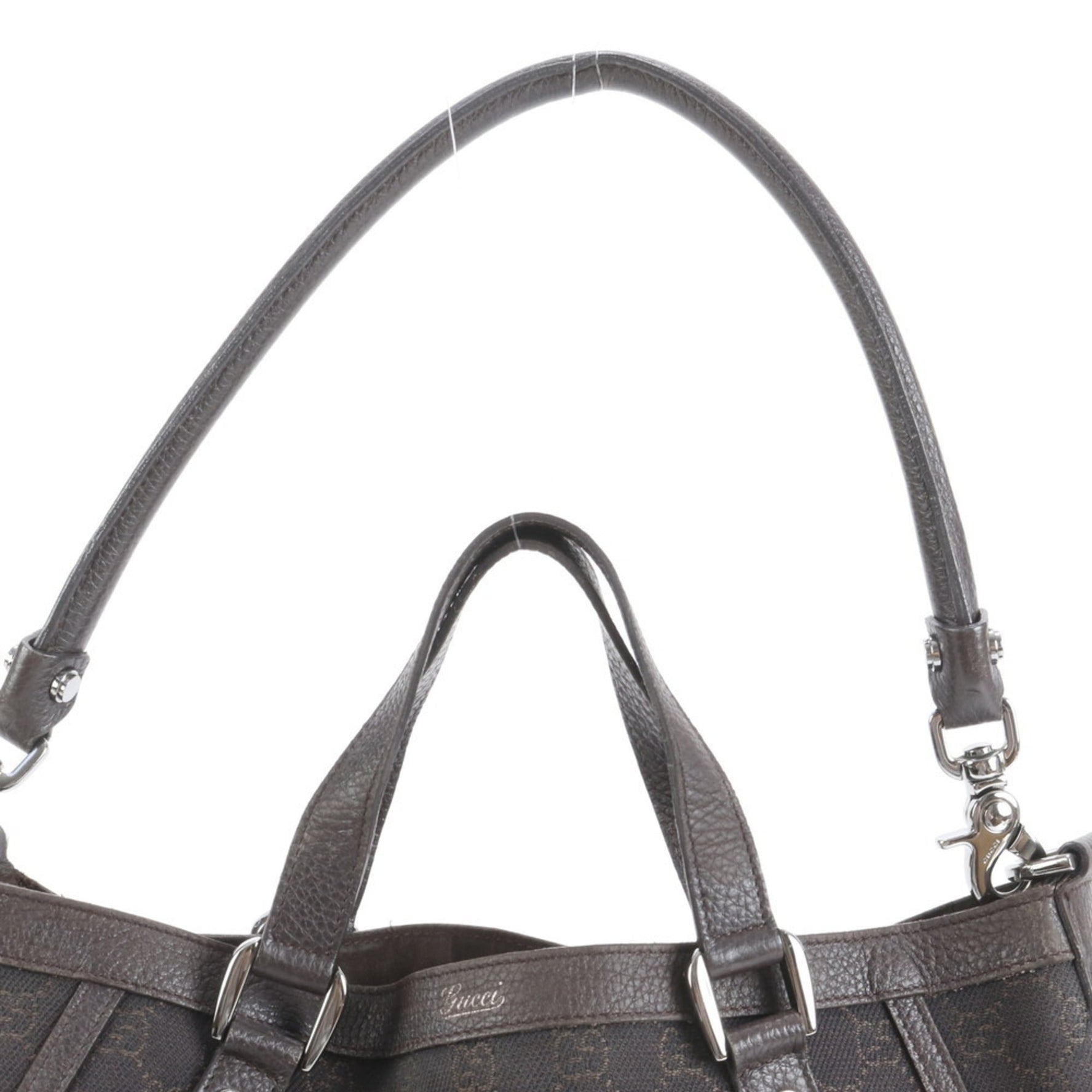 Gucci GG Canvas Abby Leather Shoulder Bag/Tote Bag Brown