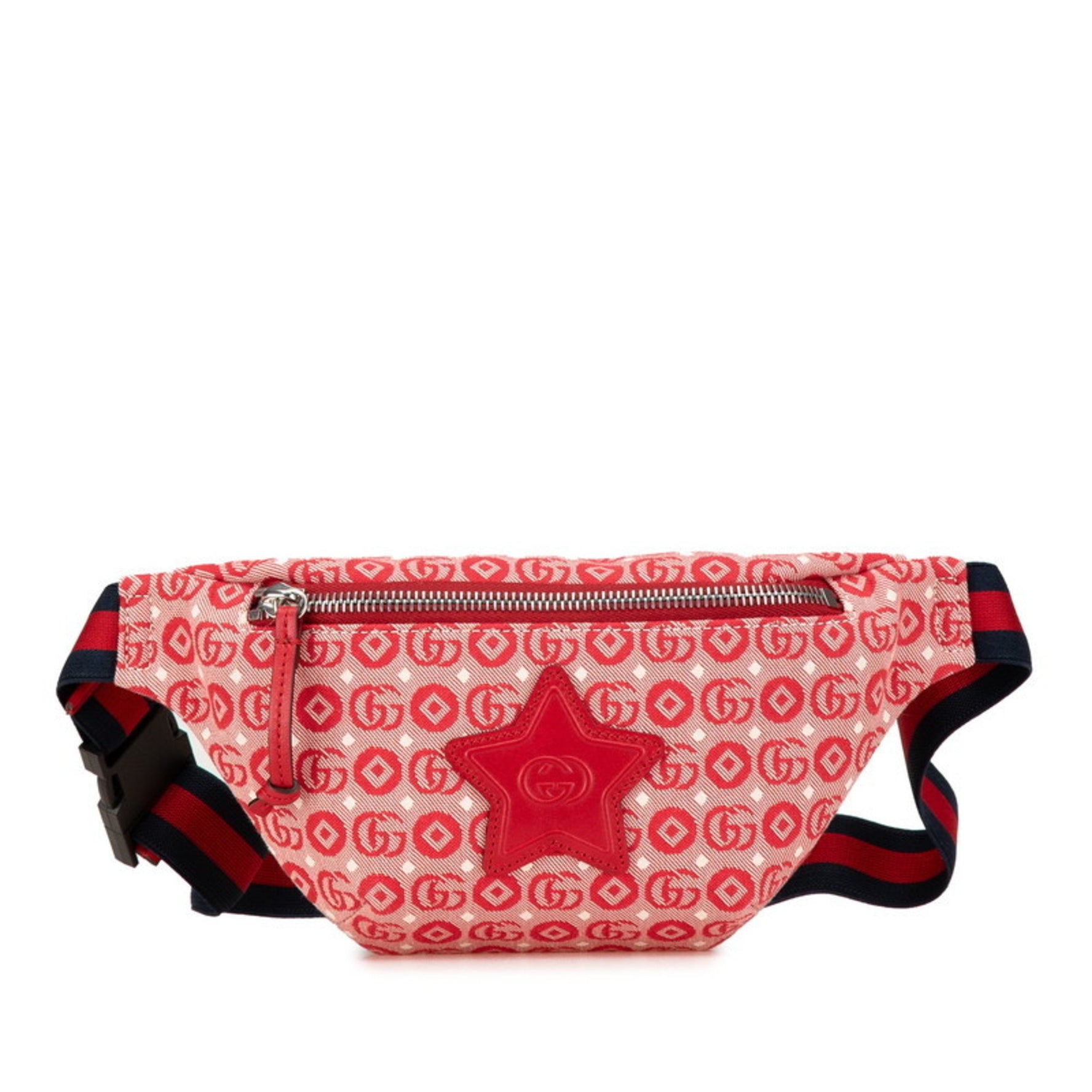 Gucci GG Logo Children's Star Waist Bag Body Red Canvas Leather