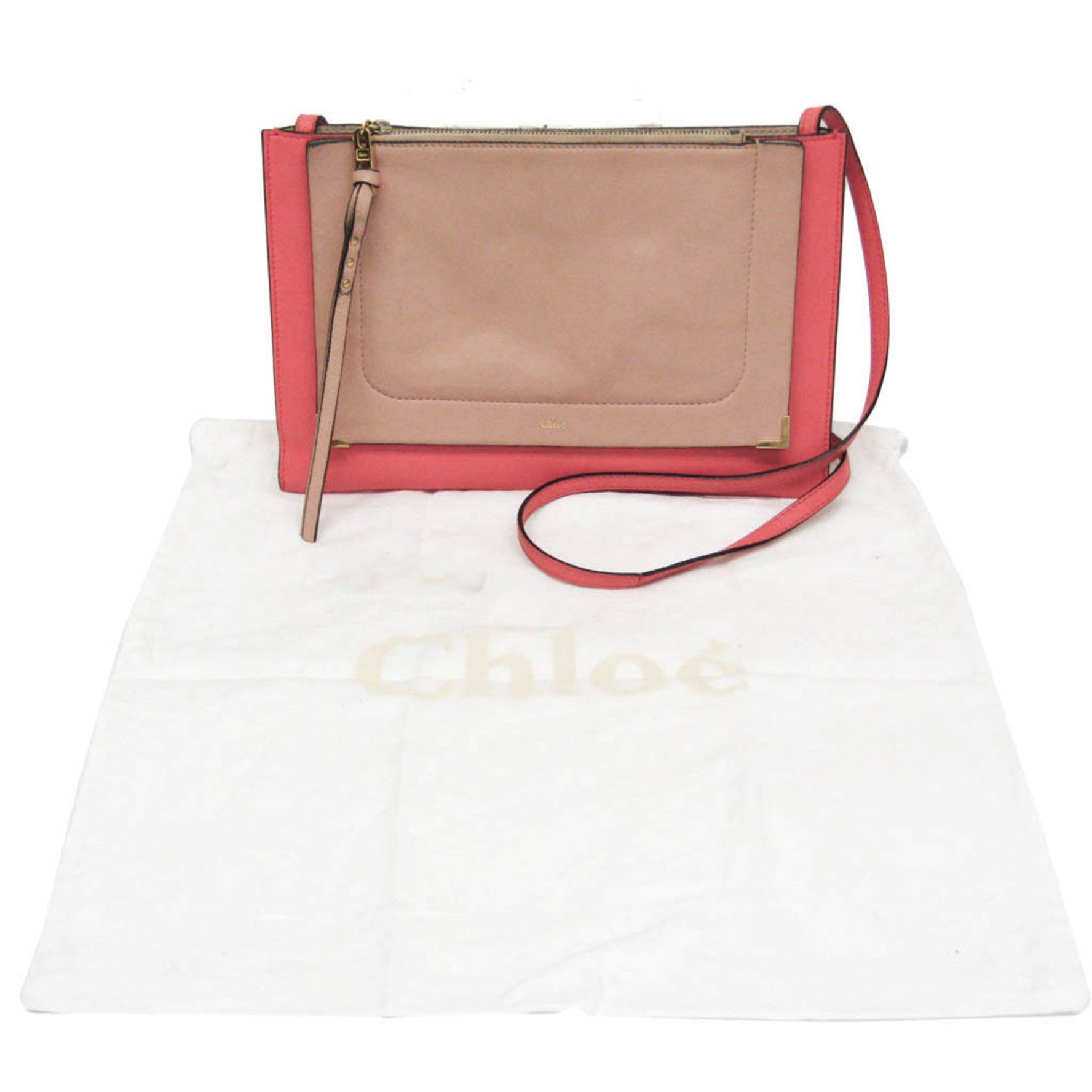 Chloé Leather Shoulder Bag Peach,Pink Beige