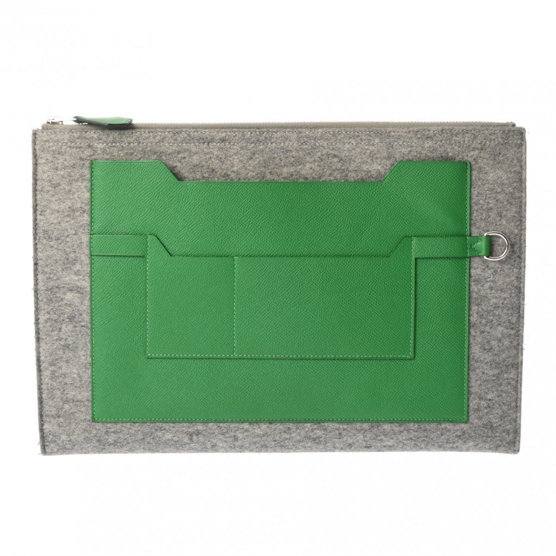 HERMES Toudou 37 Gray Green A Stamp (circa 2017) Men's/Women's Felt Epsom Clutch Bag Rank Pre-owned Ginzo