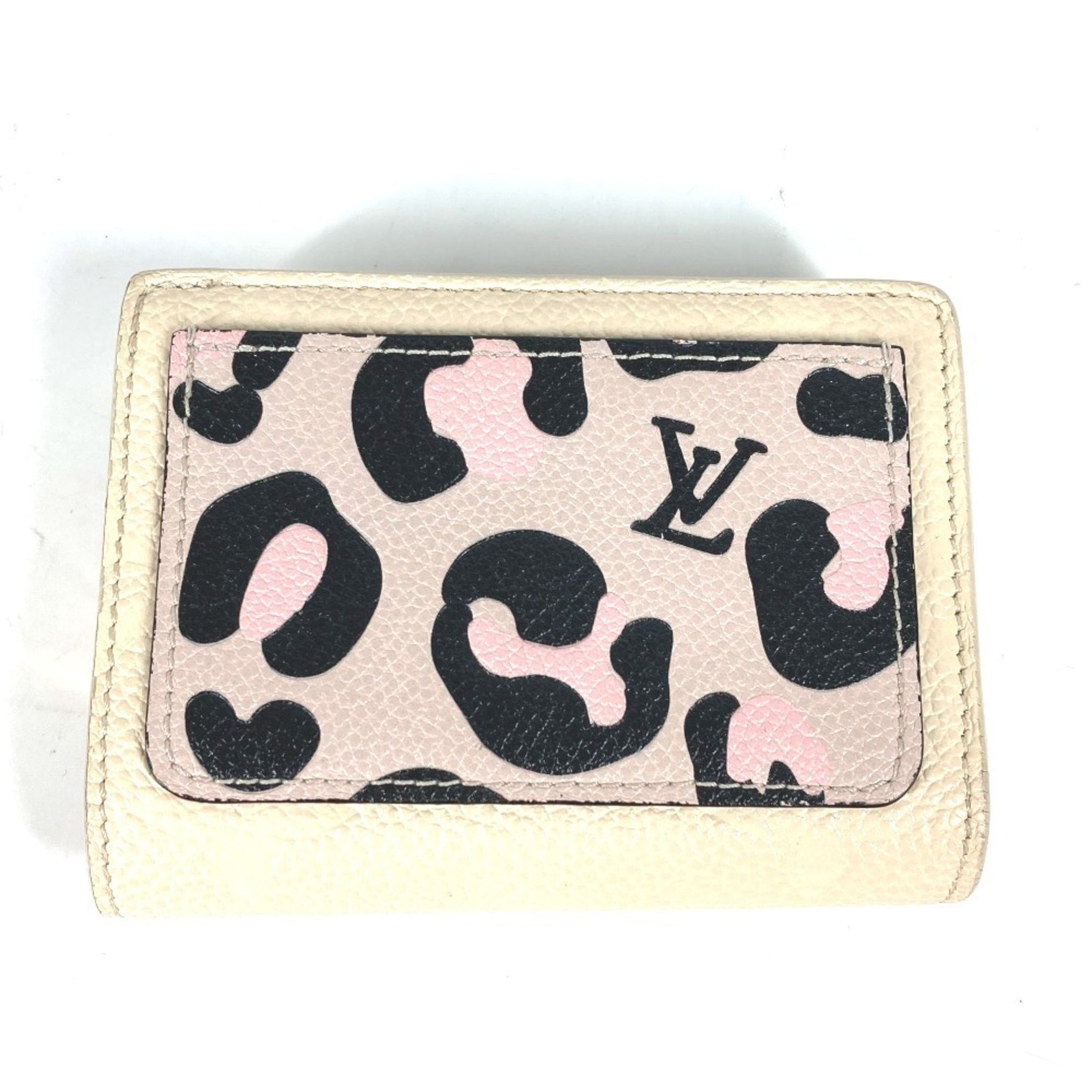 LOUIS VUITTON M80754 Monogram Empreinte Portefeuille Claire Wild at Heart Leopard Print Bifold Wallet in Leather, Women's, Crème Beige