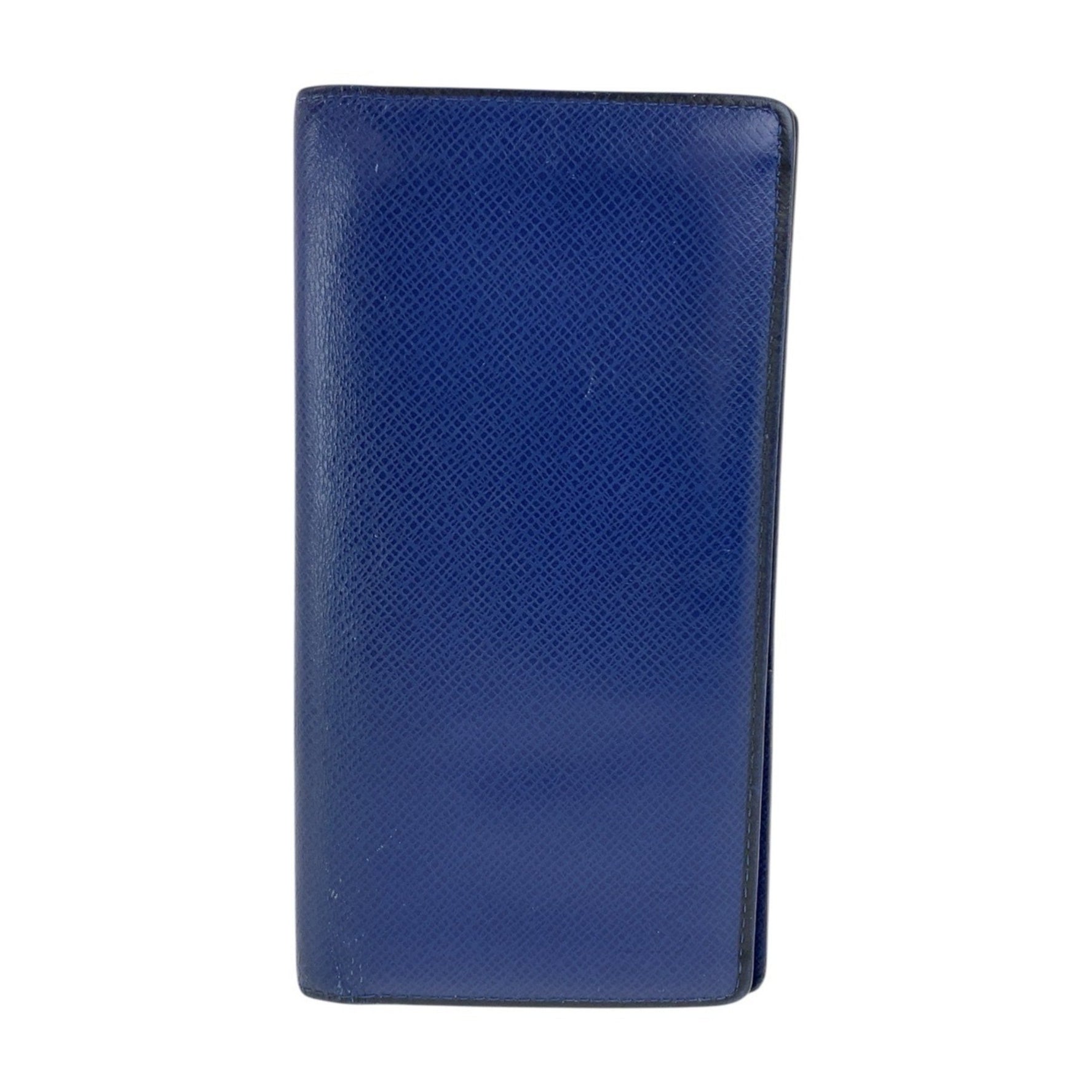 LOUIS VUITTON Taiga Portefeuille Brazza with Silver Hardware and Leather Long Wallet