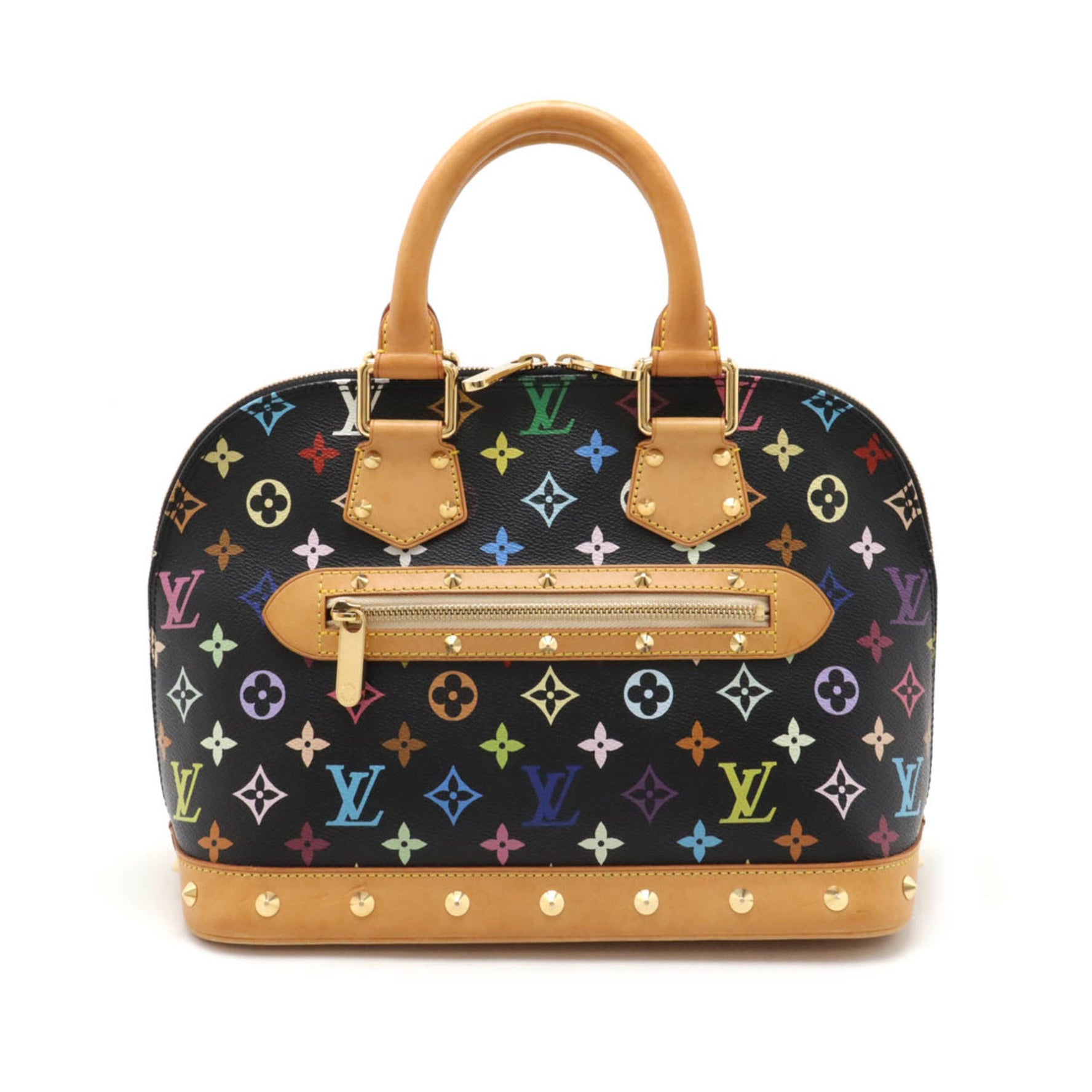 LOUIS VUITTON Louis Vuitton Monogram Multicolor Alma Handbag Studs Noir Black M92646
