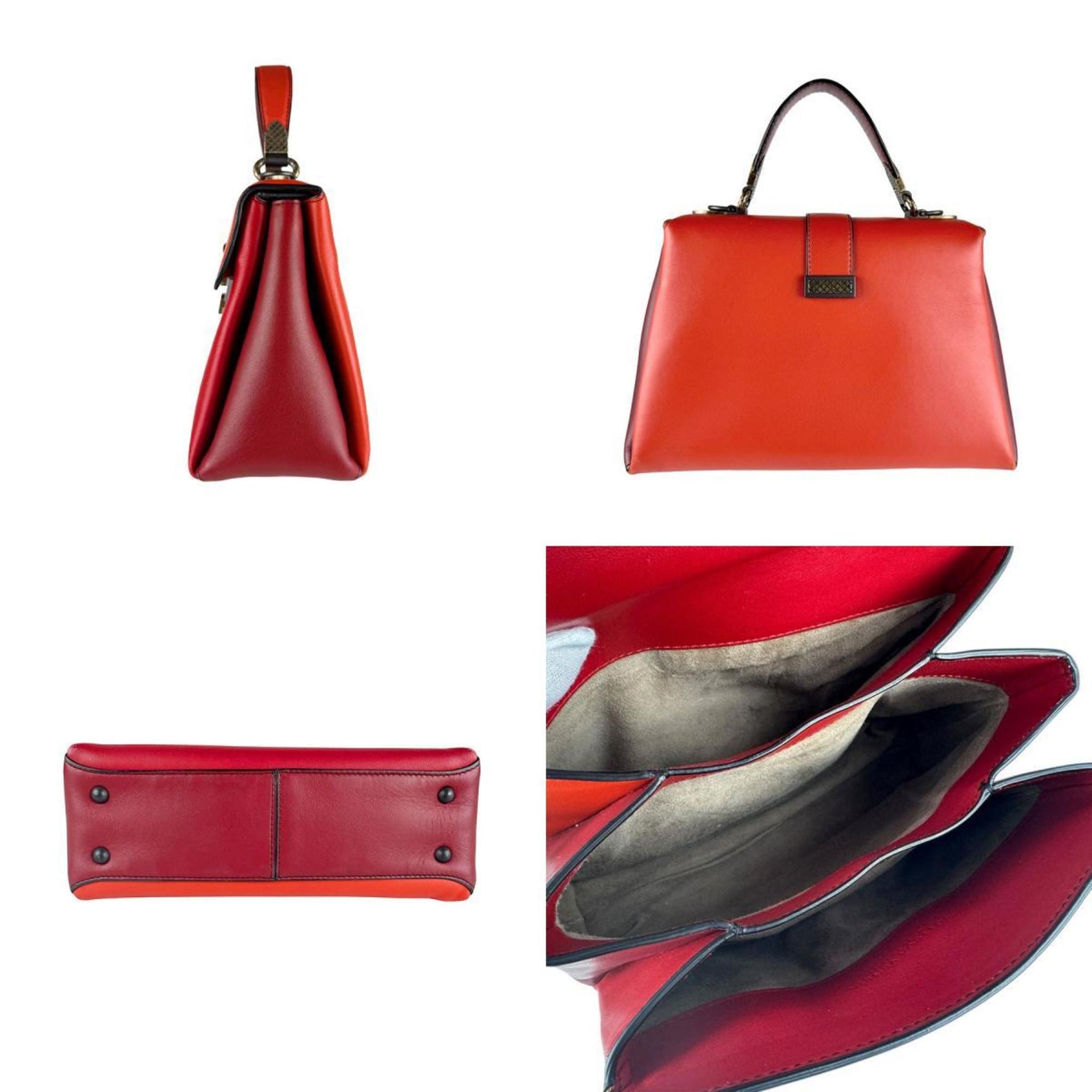 Bottega Veneta Leather Handbag/Shoulder Bag in Red and Orange