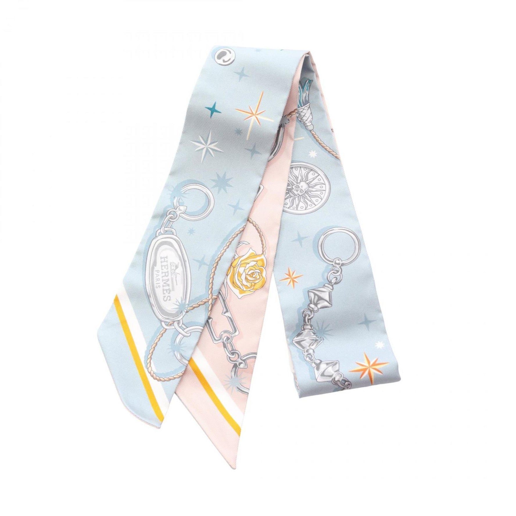 Hermes Hermès C'est la Fete Twilly Silk Scarf Multicolor, Blue, Pink