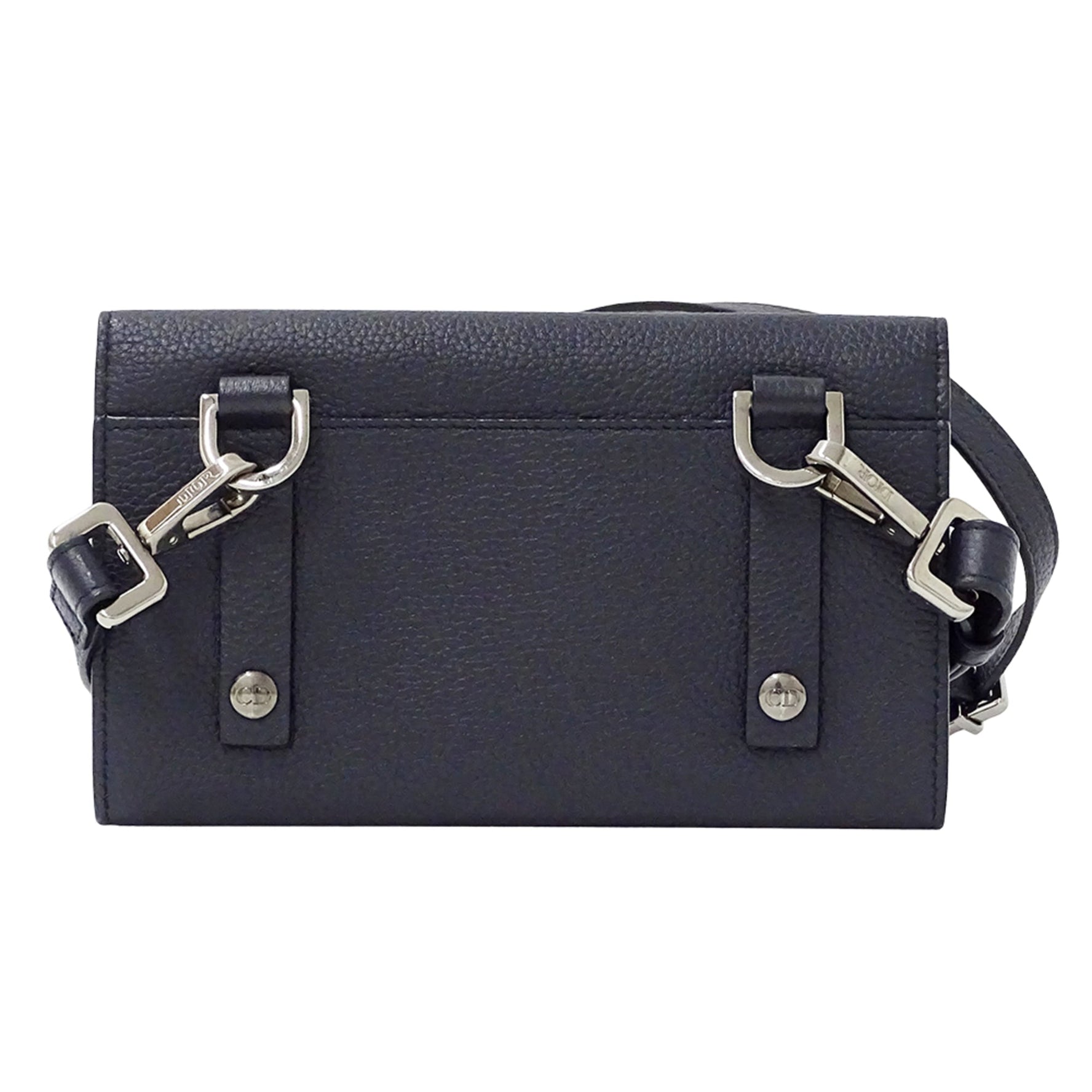 Christian Dior Dior Leather Shoulder Wallet, Blue, Long Crossbody