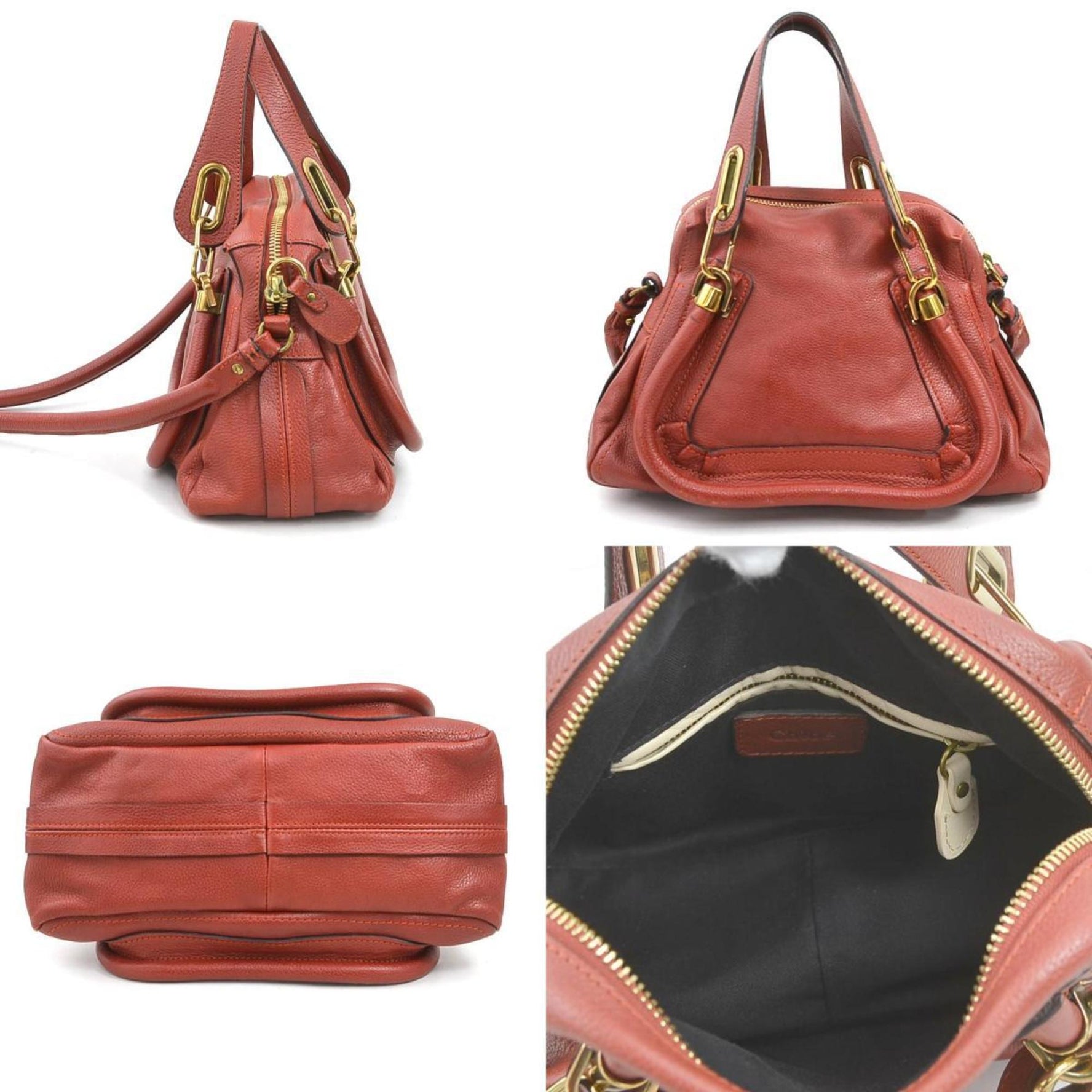Chloé Chloe handbag shoulder bag Paraty leather red ladies