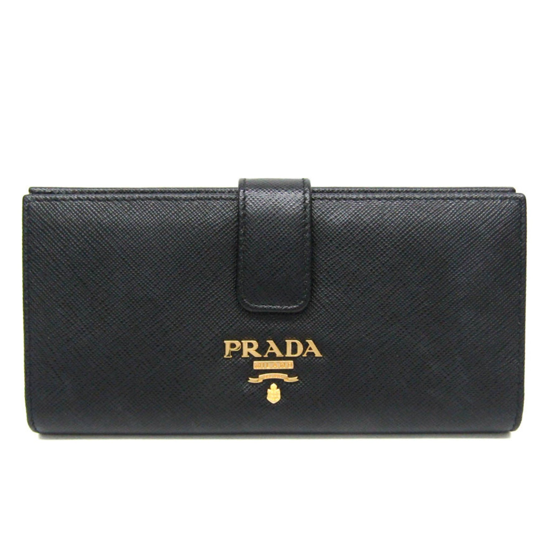 Prada Saffiano Women's Leather Long Wallet (bi-fold) Black