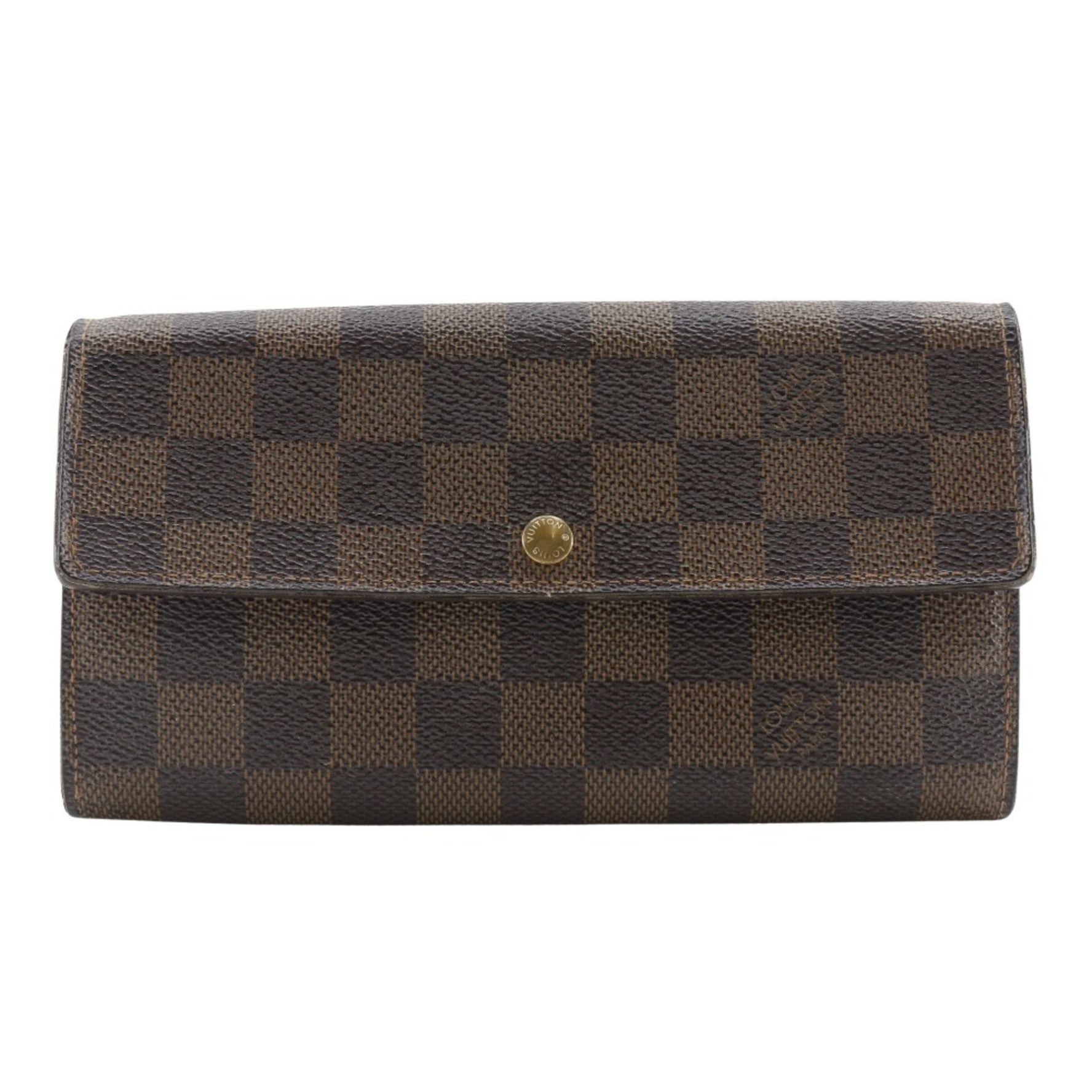 Louis Vuitton Pochette Porto Monnet Credit Long Wallet Damier Canvas 2005 Snap Button