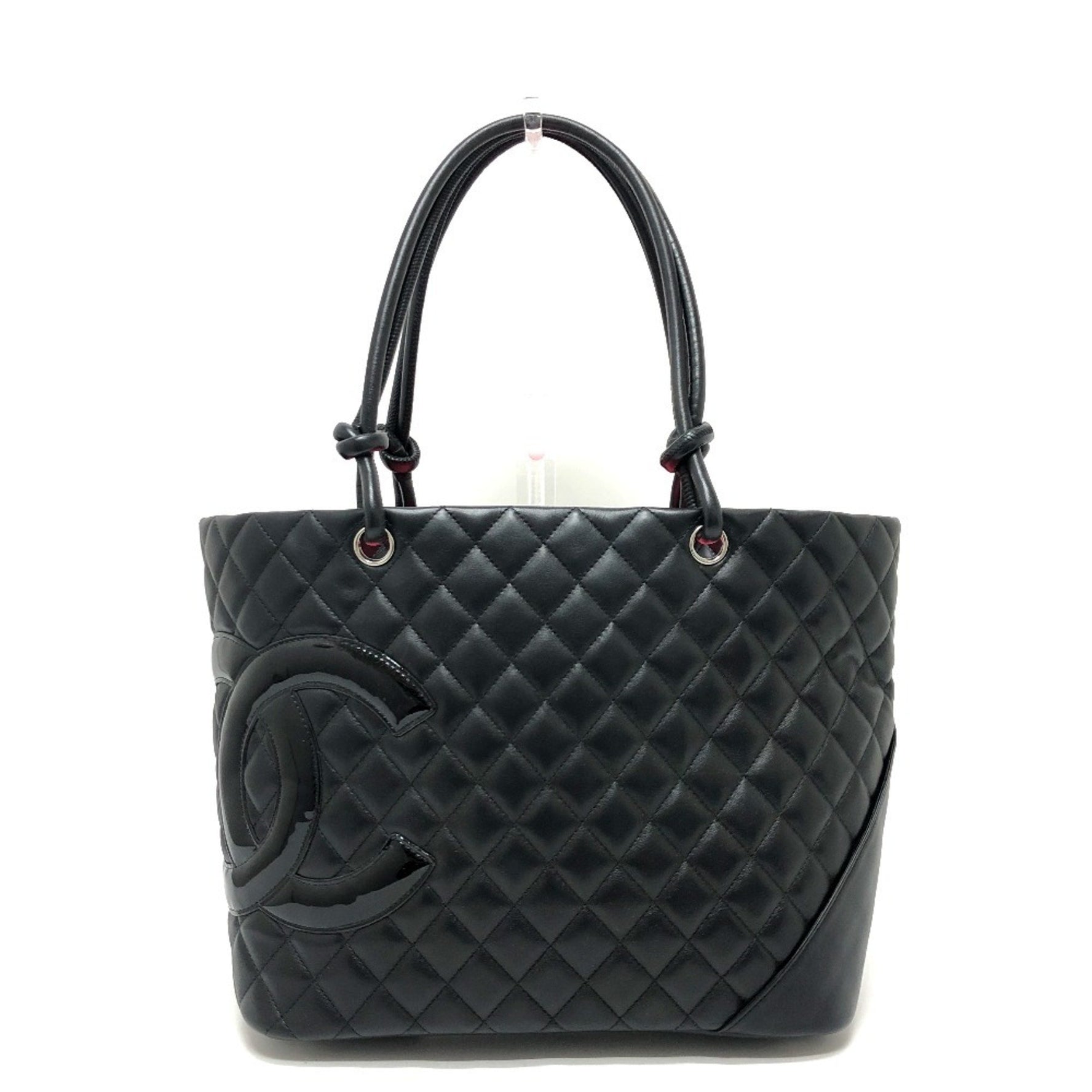 CHANEL Matelasse Cambon Line Large Tote Bag Lambskin Black x Patent