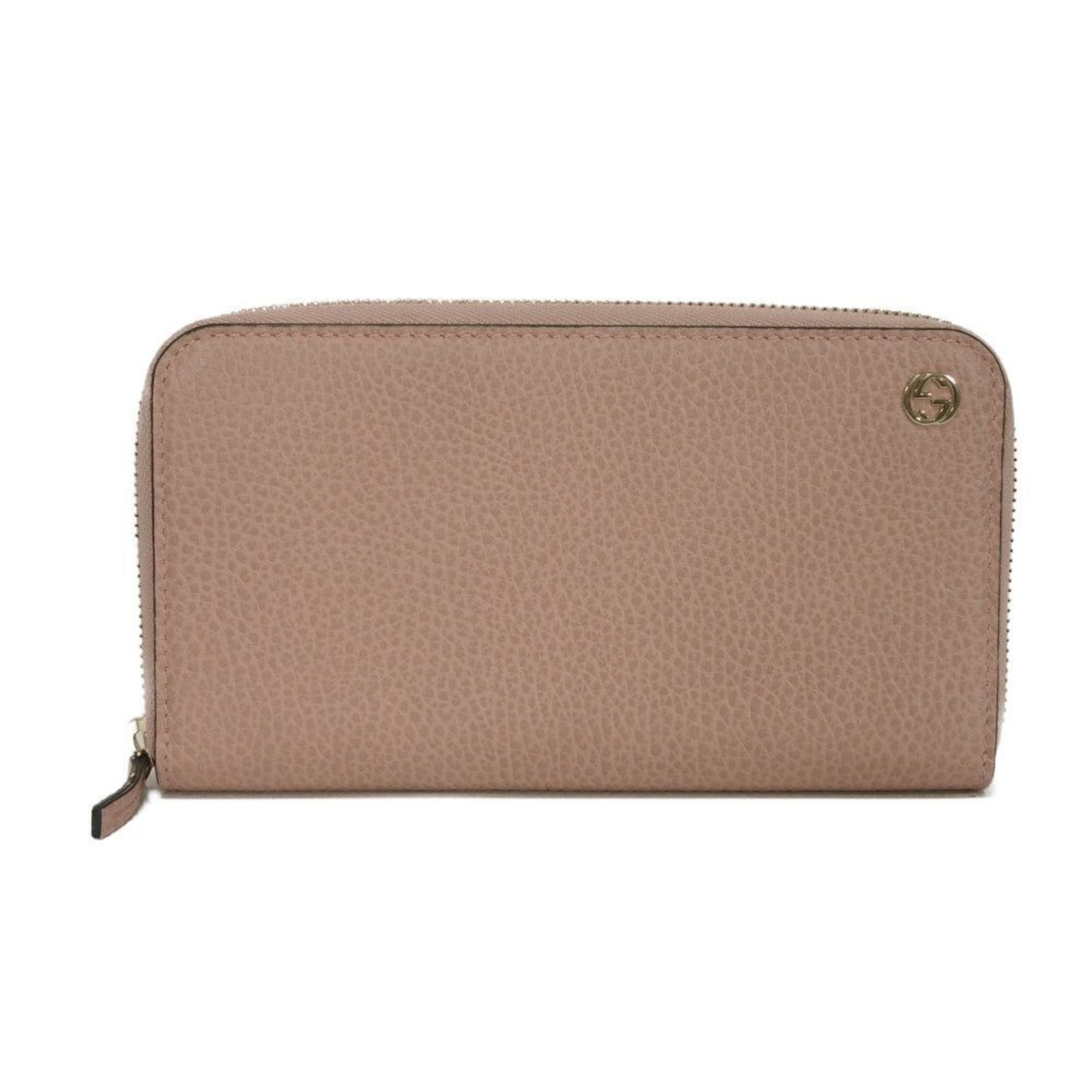 Gucci Double G Zip-Around Wallet in Calfskin with Interlocking Design Soft 5806) - Long Bill Compartment