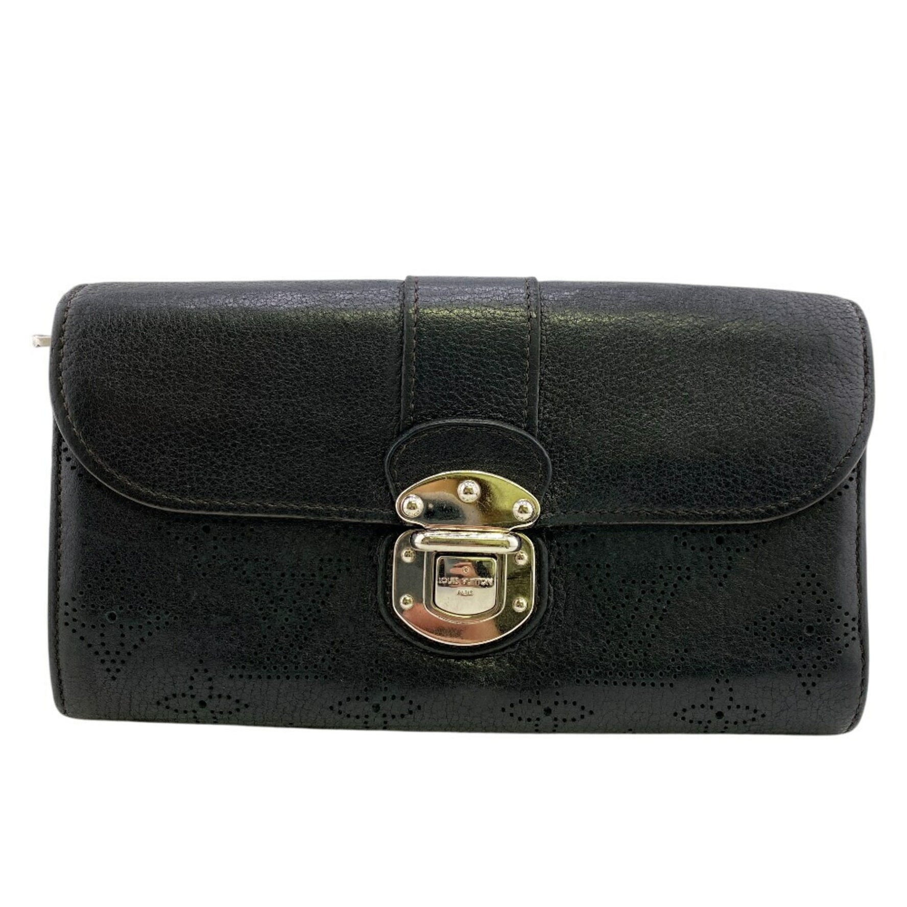 LOUIS VUITTON Louis Vuitton Wallet M58136 Portefeuille Iris Push-Lock Long Black