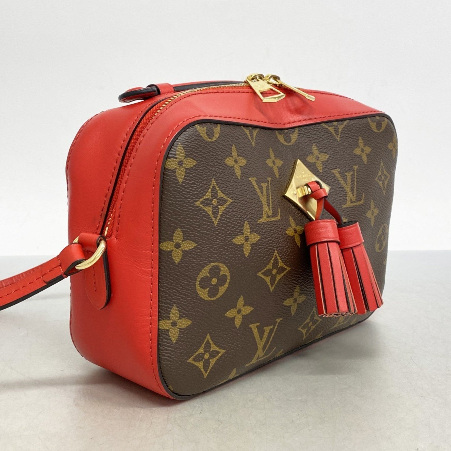 Louis Vuitton Monogram Saintonge Shoulder Bag M43556 Brown Coquelicot Women's