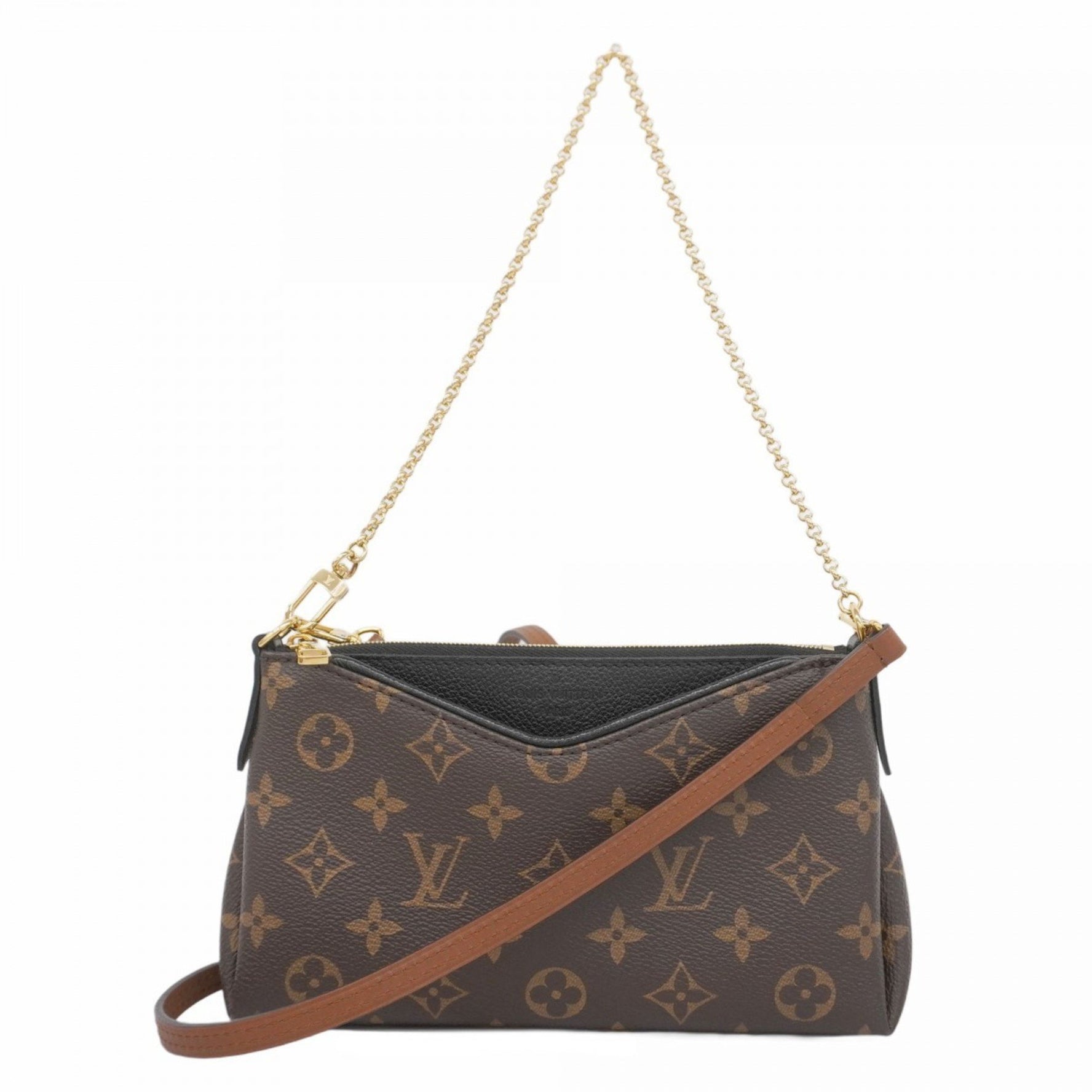 Louis Vuitton Monogram Pallas Scratch Shoulder Bag M41639 Brown Women's