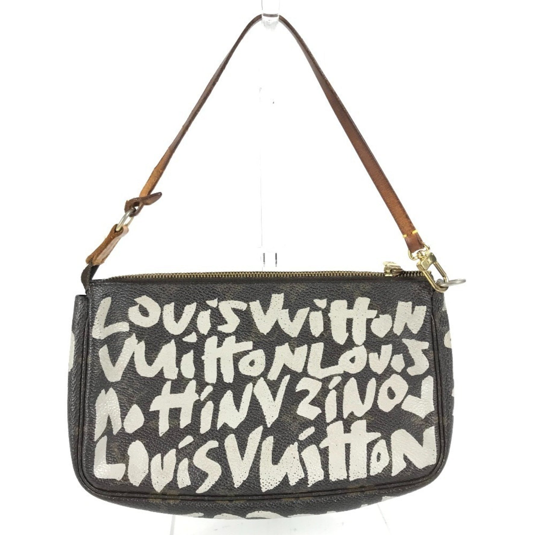 LOUIS VUITTON Monogram Graffiti Pochette Accessoires Handbag/Accessory Pouch/Shoulder Bag in Canvas, Argent, White